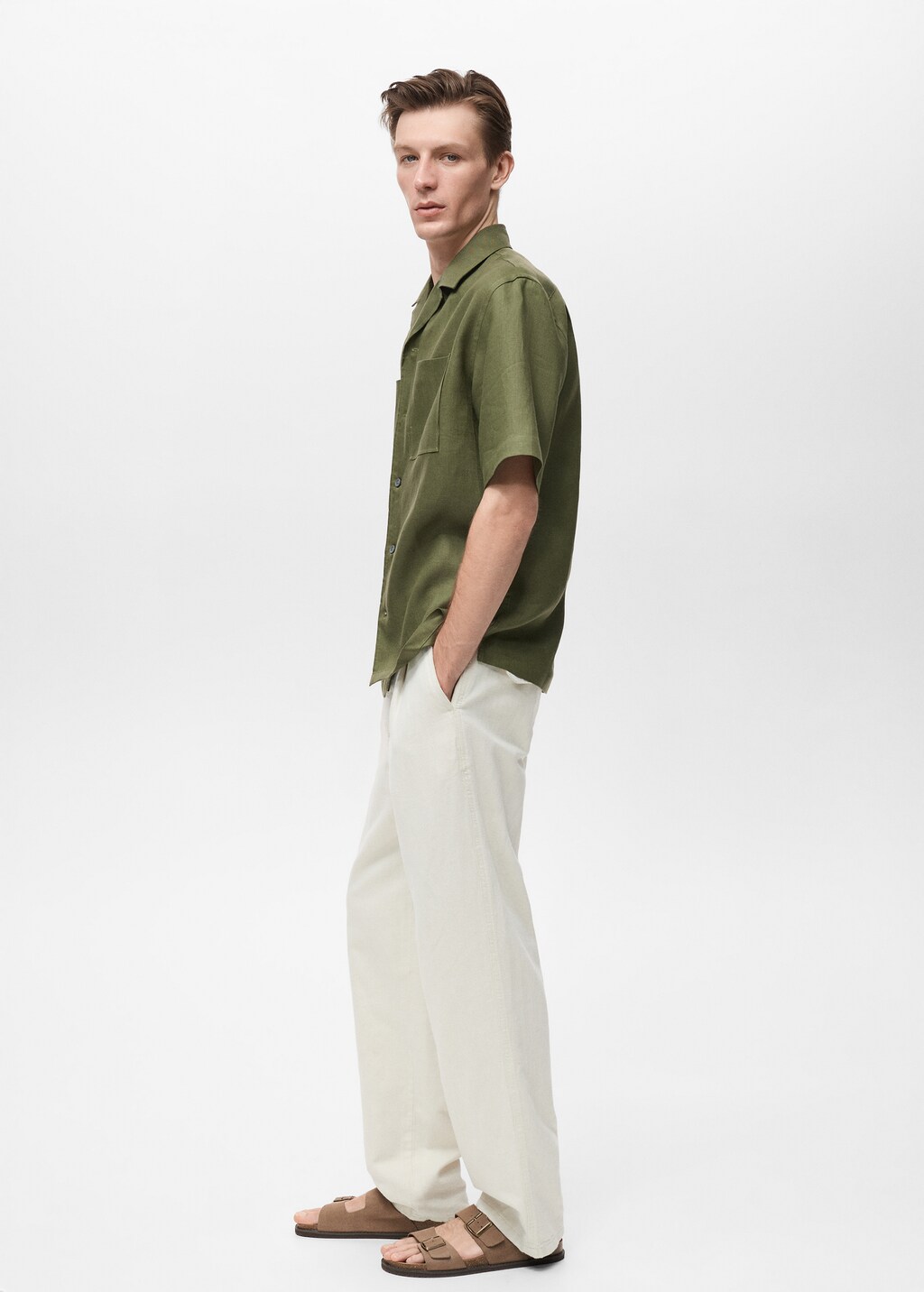 100% linen bowling-collar shirt