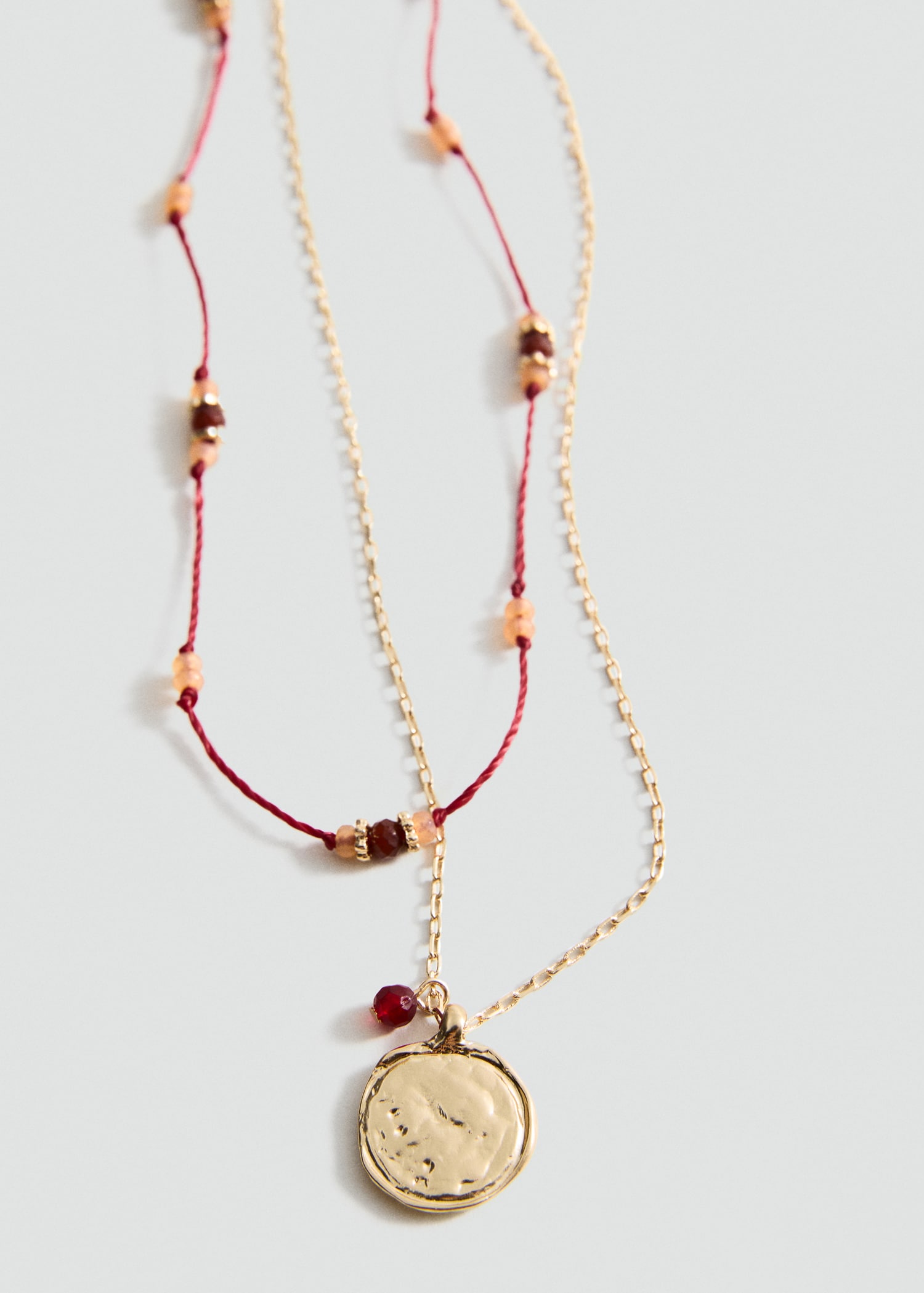 Combined double-pendant necklace - Medium plane