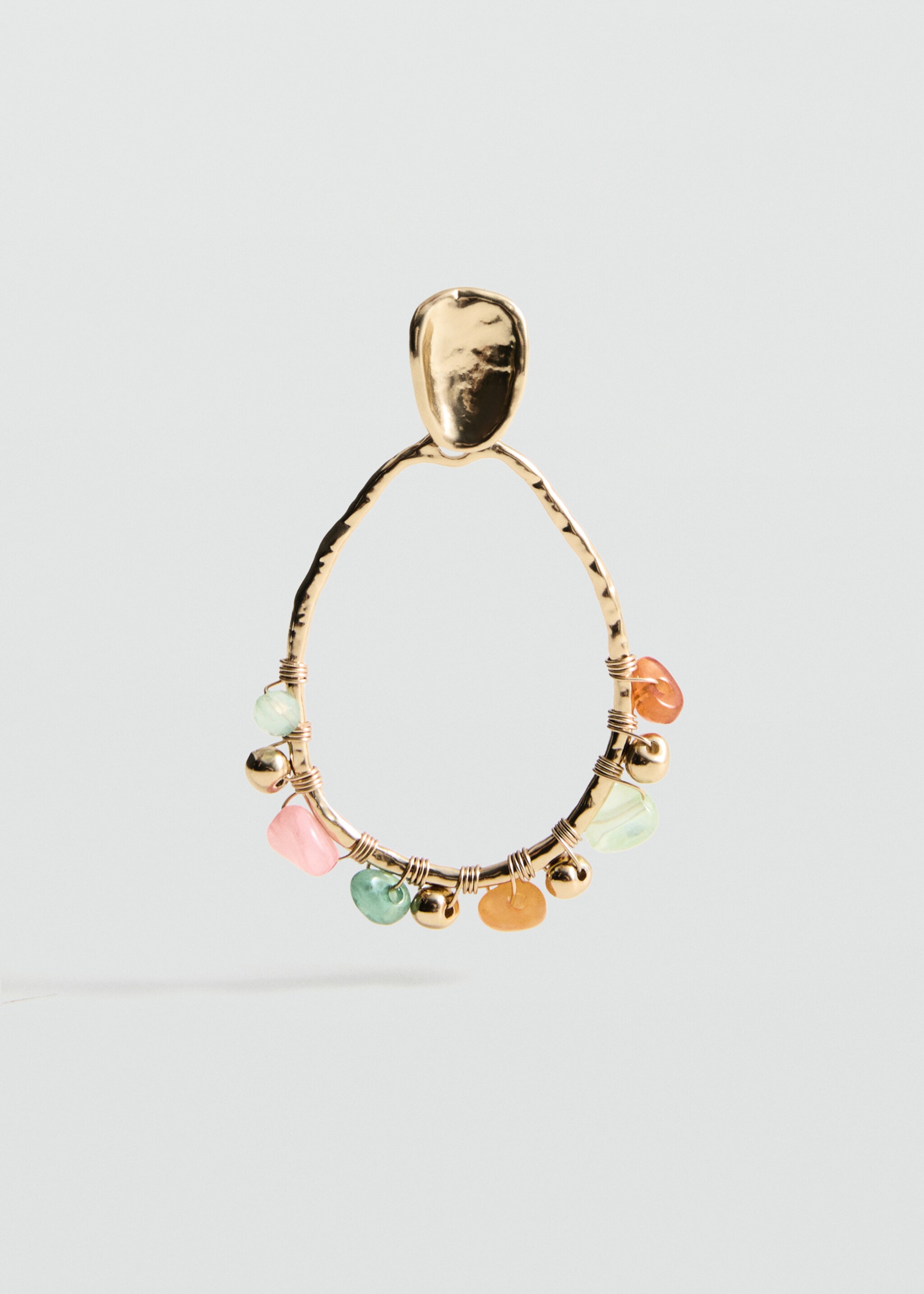 Hanging hoop earrings with ball detail - Medium plane