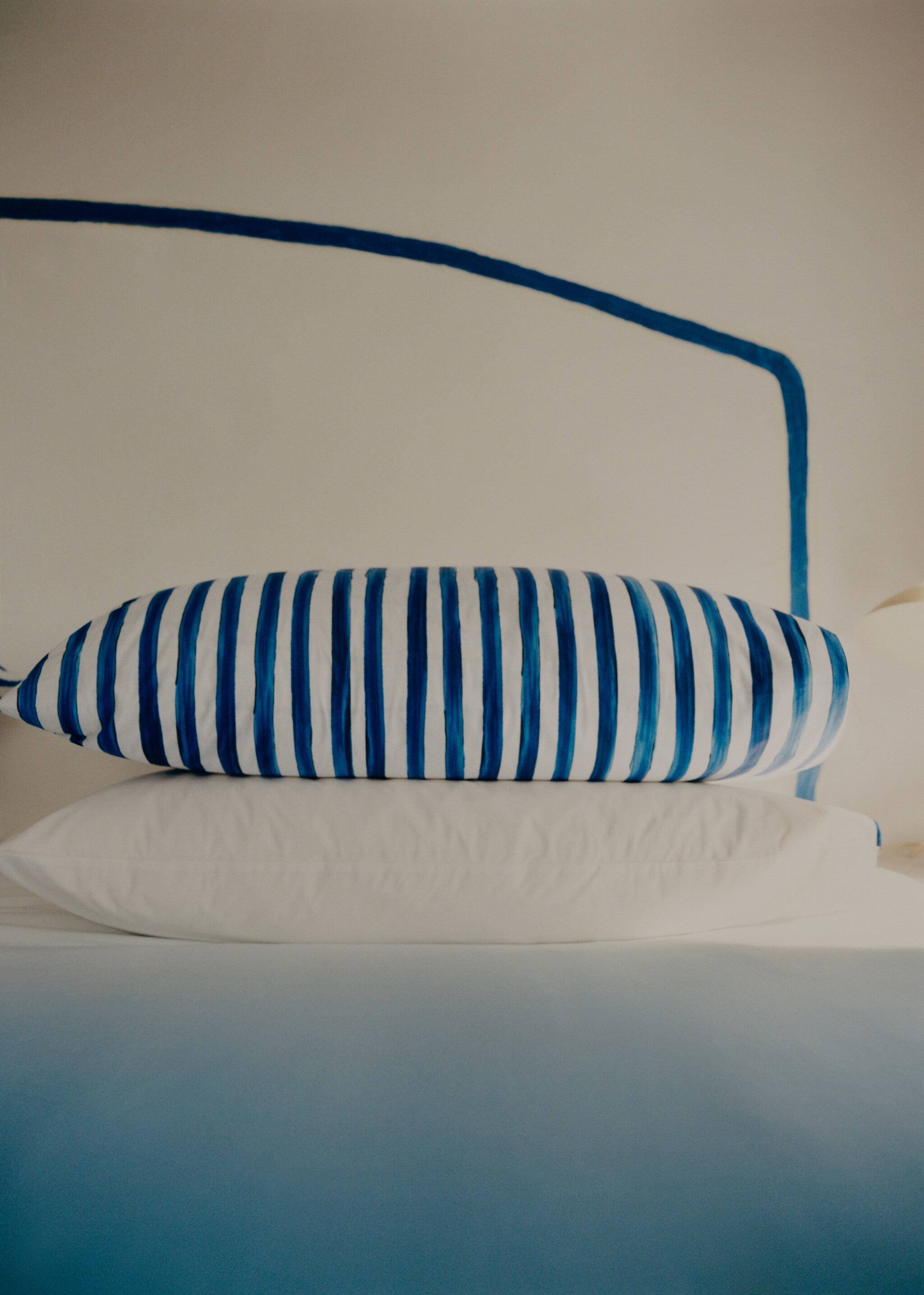 Two pillowcases cotton percale stripes watercolor 50x75 cm - Details of the article 6