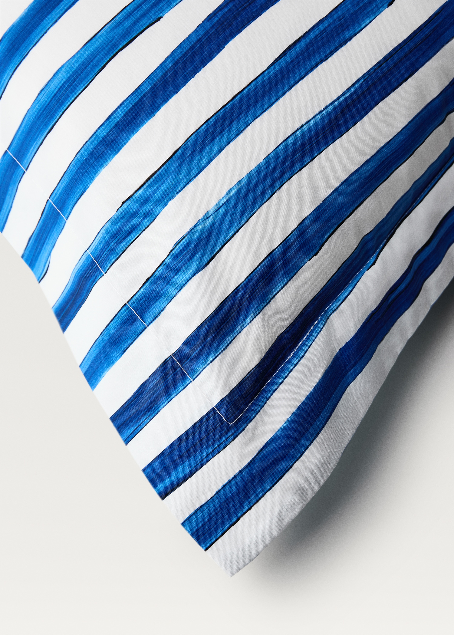 Cotton percale striped watercolour pillowcase 60x60 cm - Details of the article 1