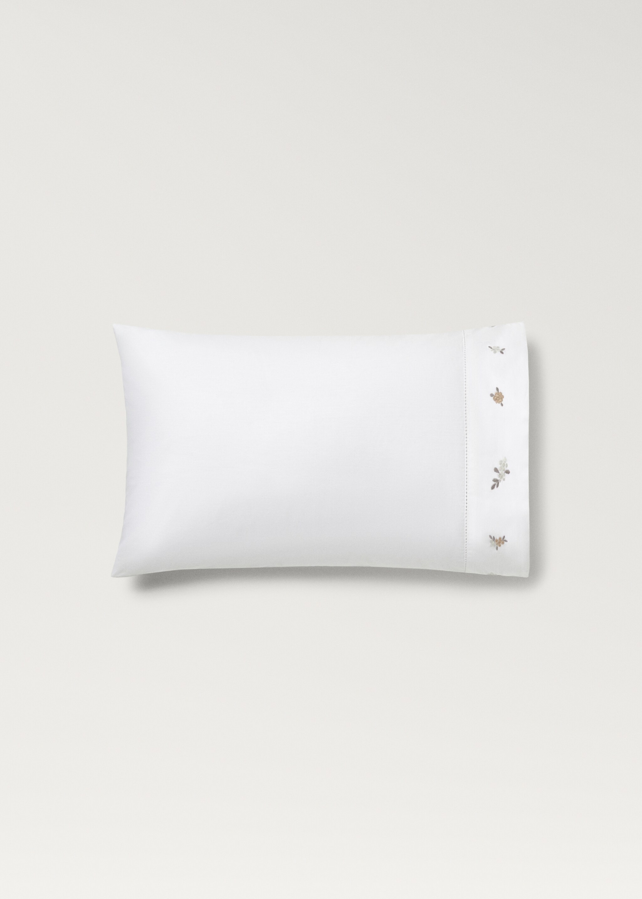 Cotton percale embroidered-flower children's pillowcase 30x50 cm - Article without model