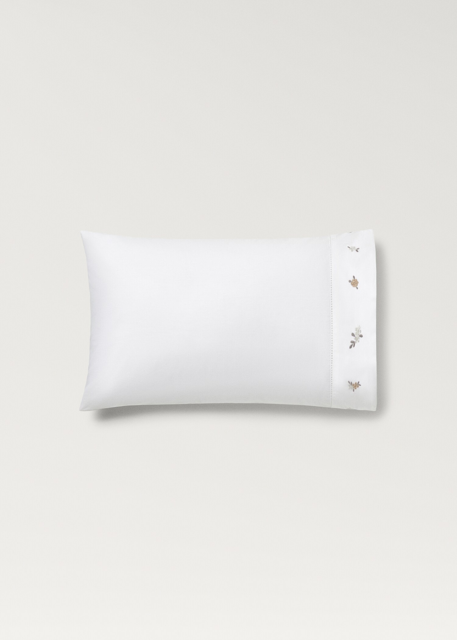 Cotton percale embroidered-flower children's pillowcase 30x50 cm - Article without model