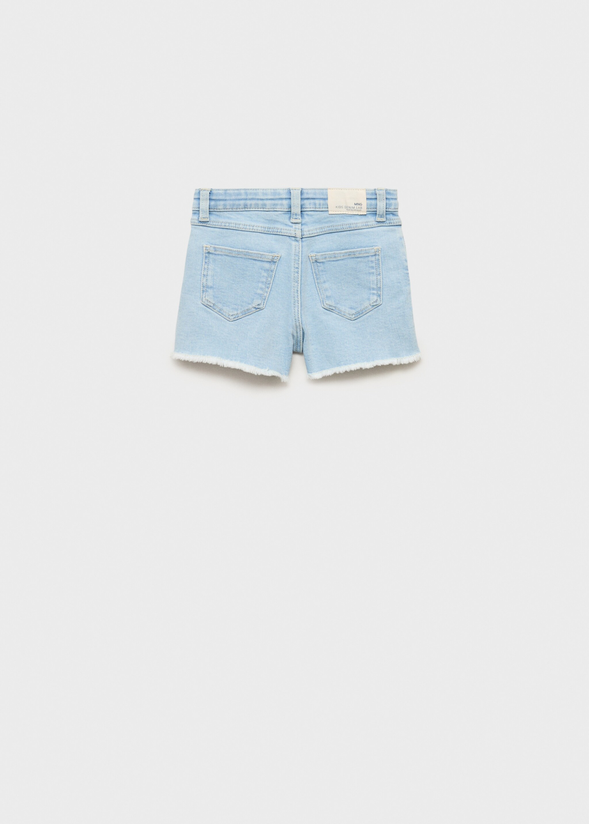Shorts denim bajo deshilachado - Reverso del artículo