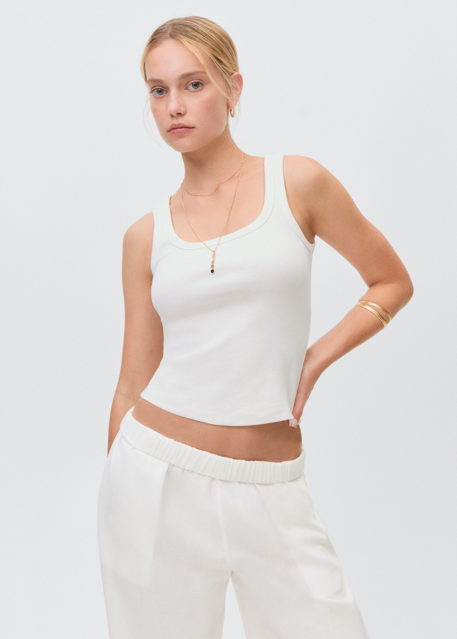 Linnen straight-fit broek - Middenvlak