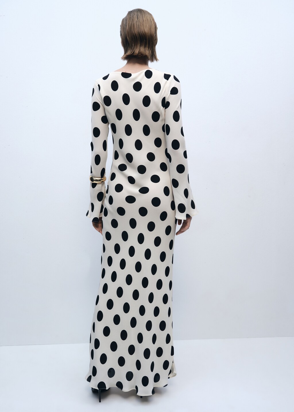 Mango Flared sleeve polka-dot dress