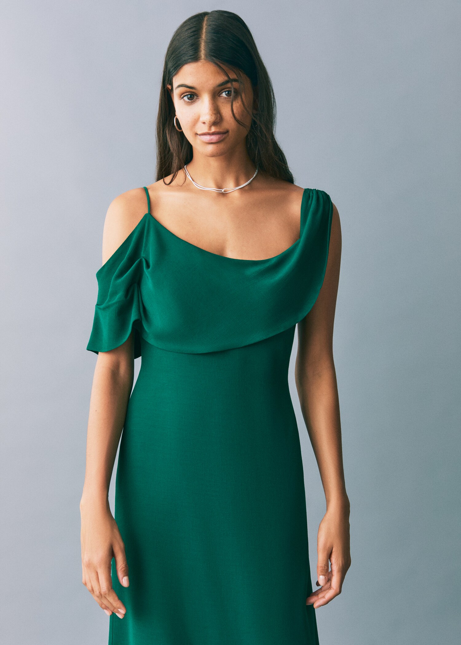 Asymmetrical ruffled chiffon dress - Medium plane