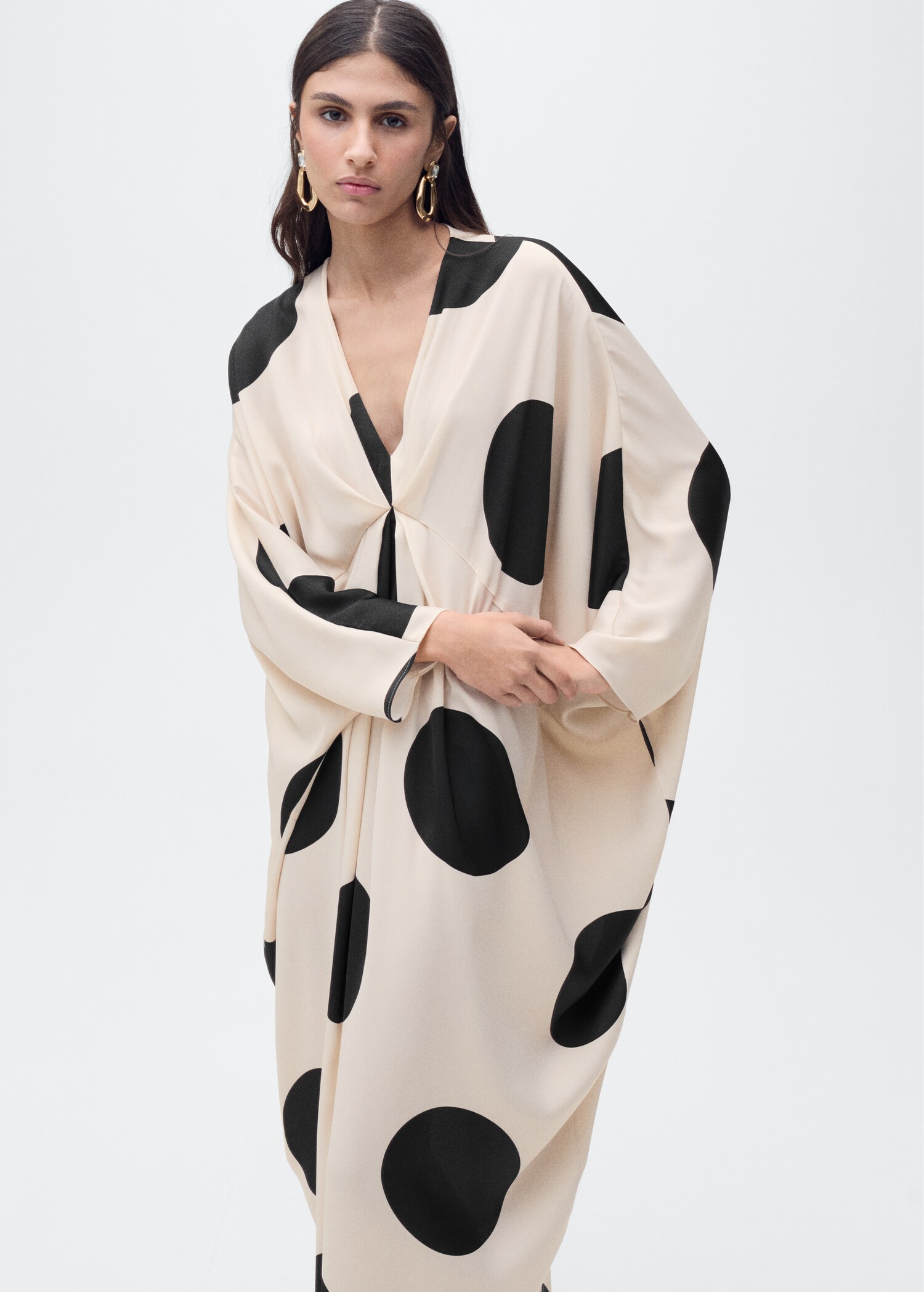 Polka-dot draped dress - Medium plane
