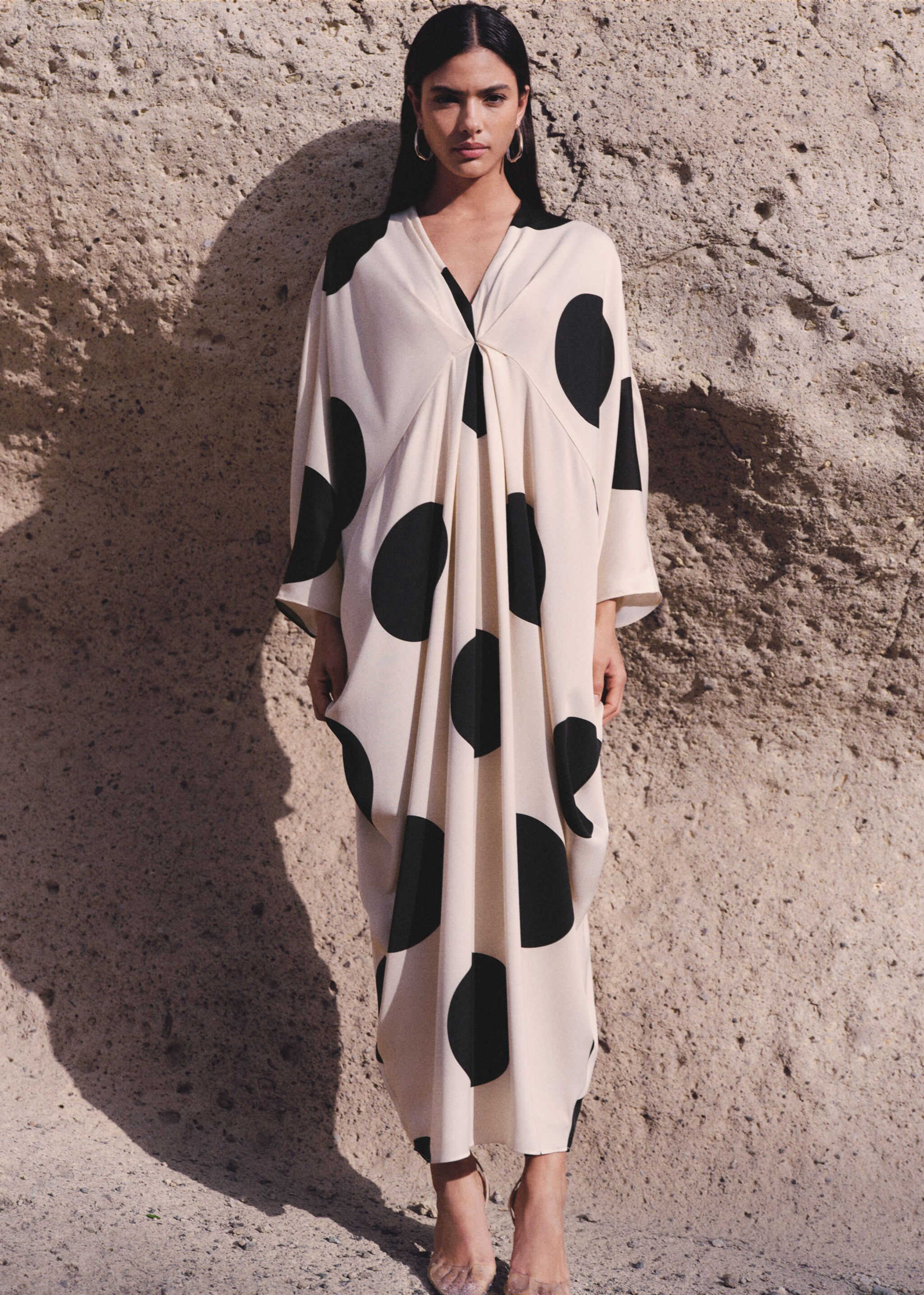 Polka-dot draped dress - Details of the article 6