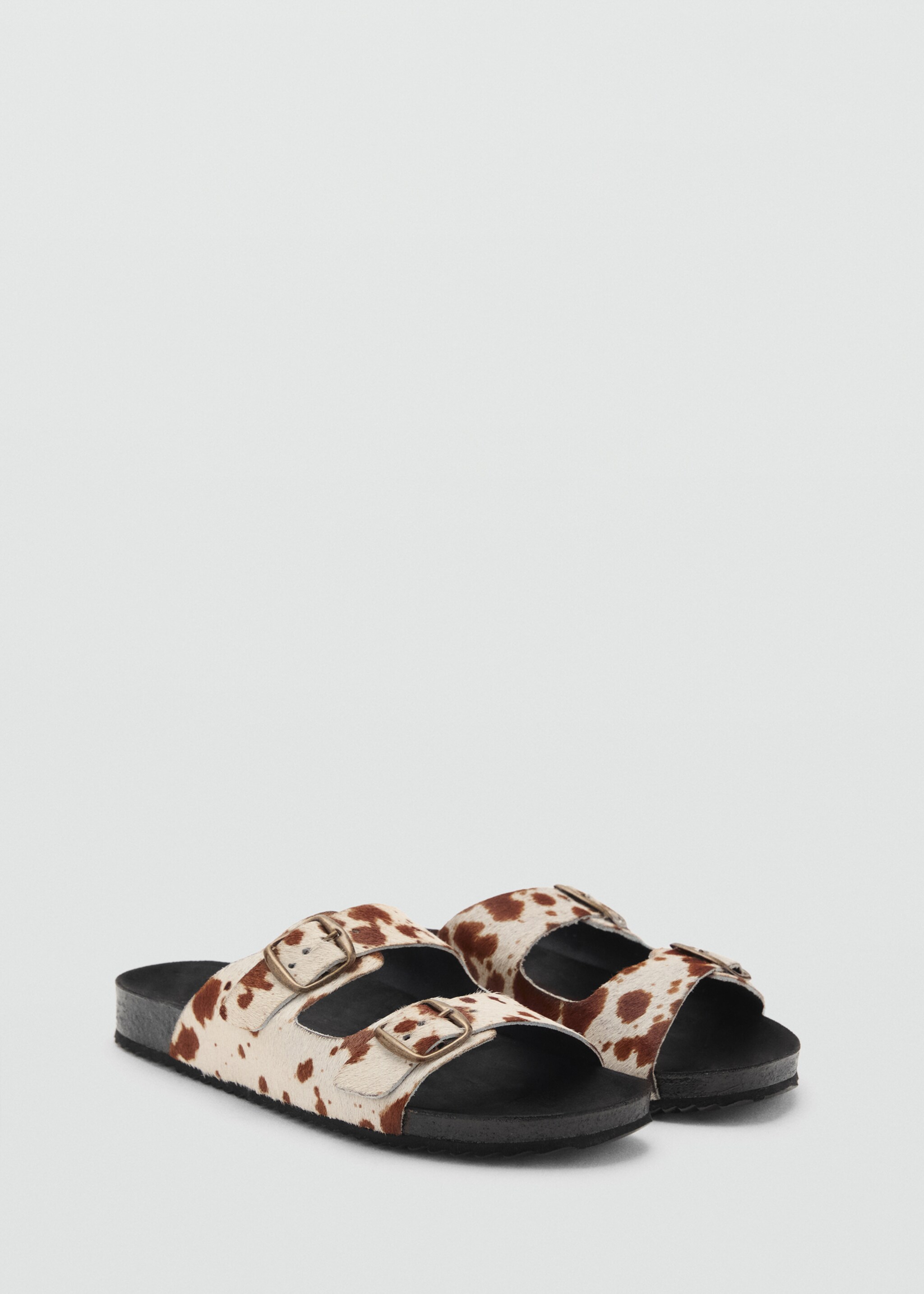 Ledersandale mit Animal-Print - Mittlere Ansicht