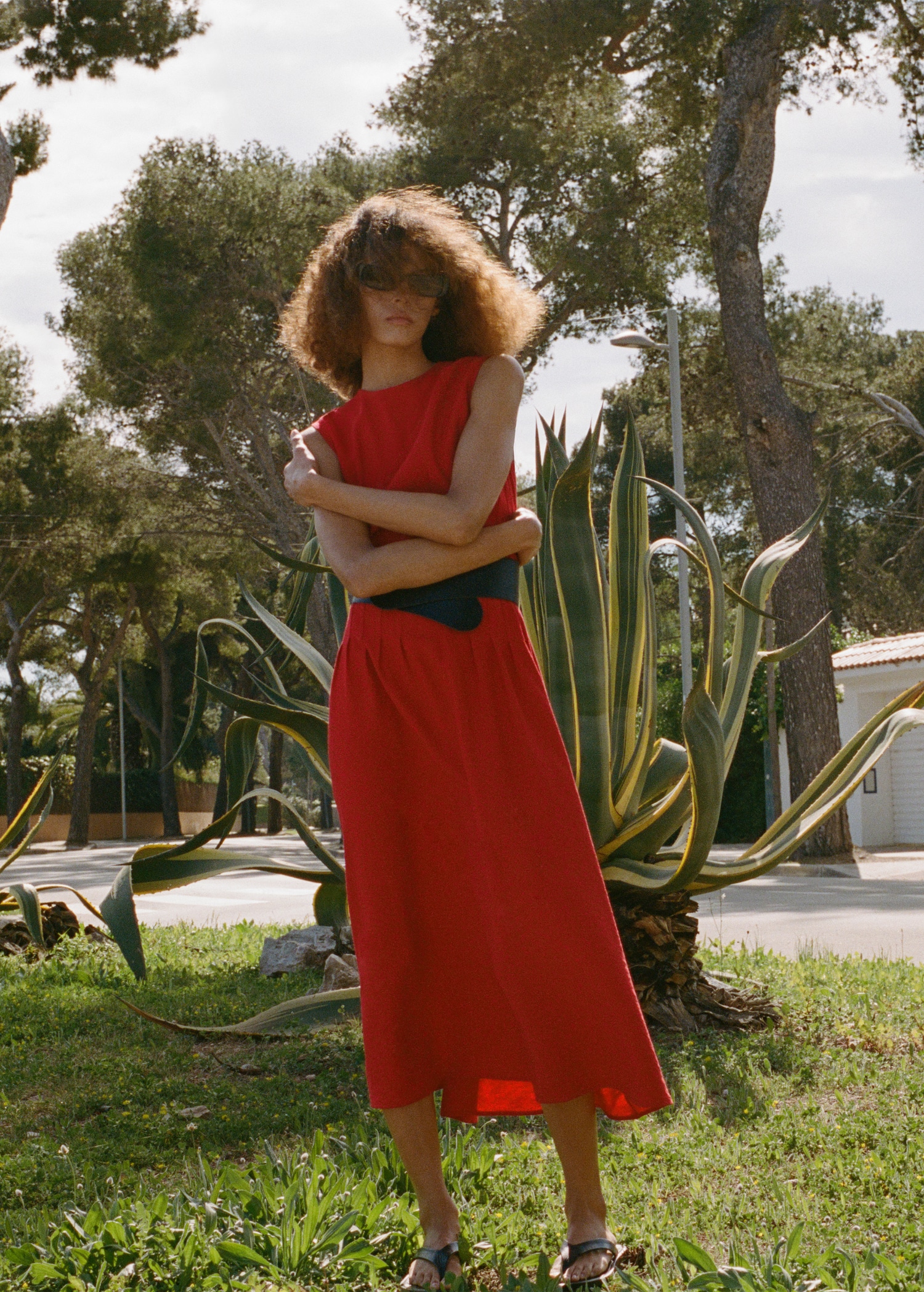 Robe trapèze empiècement à plis Femme MANGO Maroc1