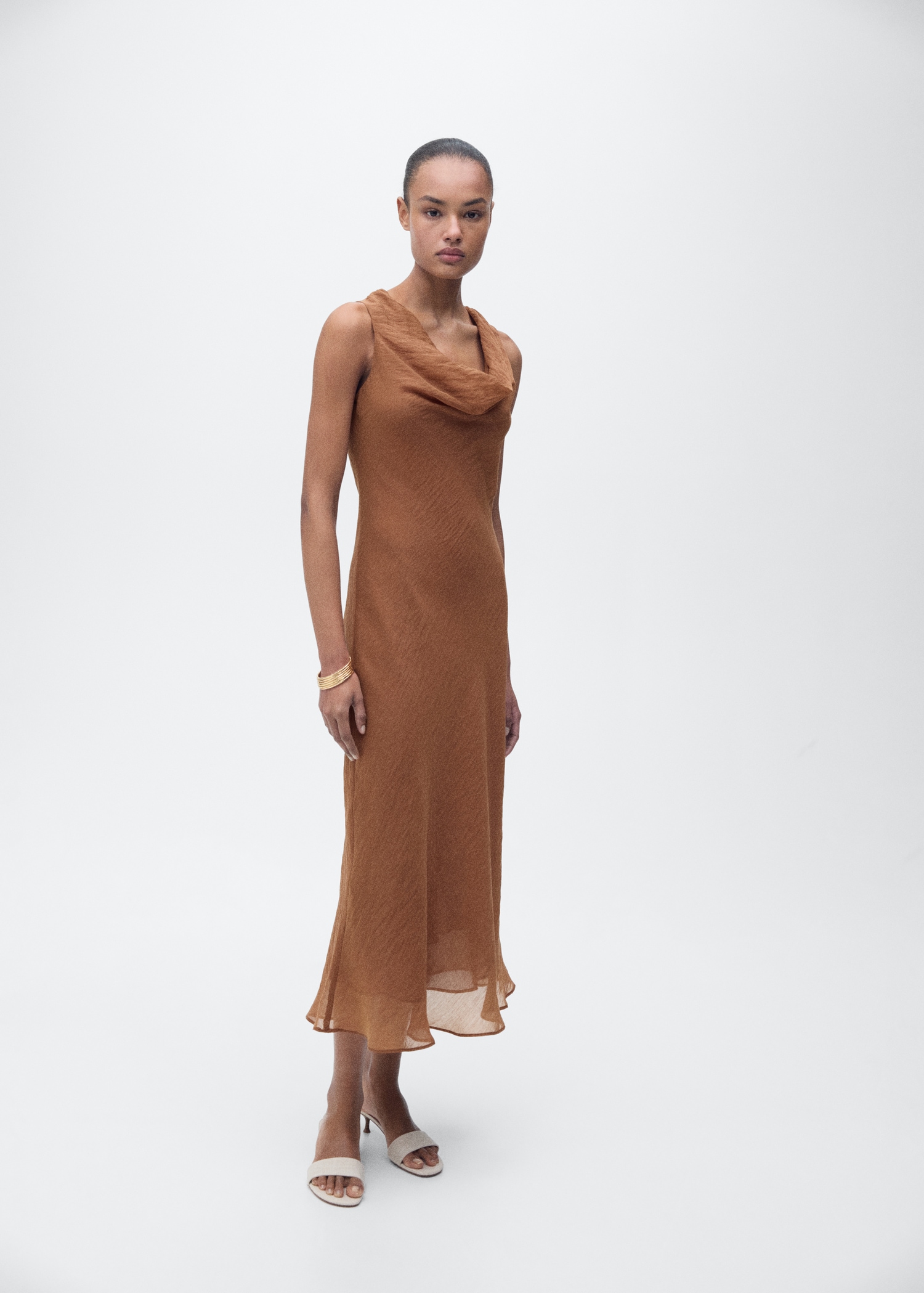Draped-neck lyocell dress - Details of the article 2