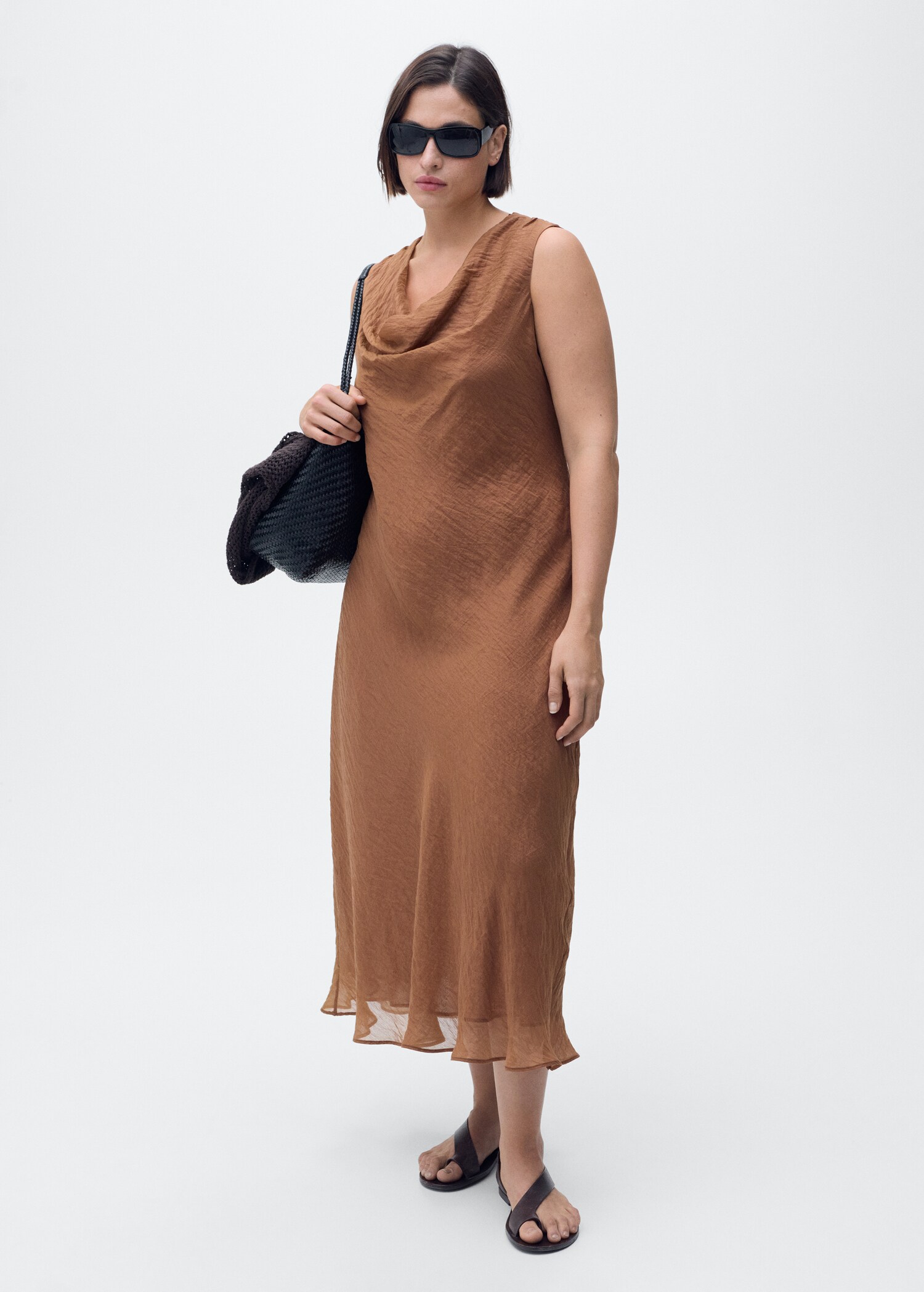 Draped-neck lyocell dress - Details of the article 3