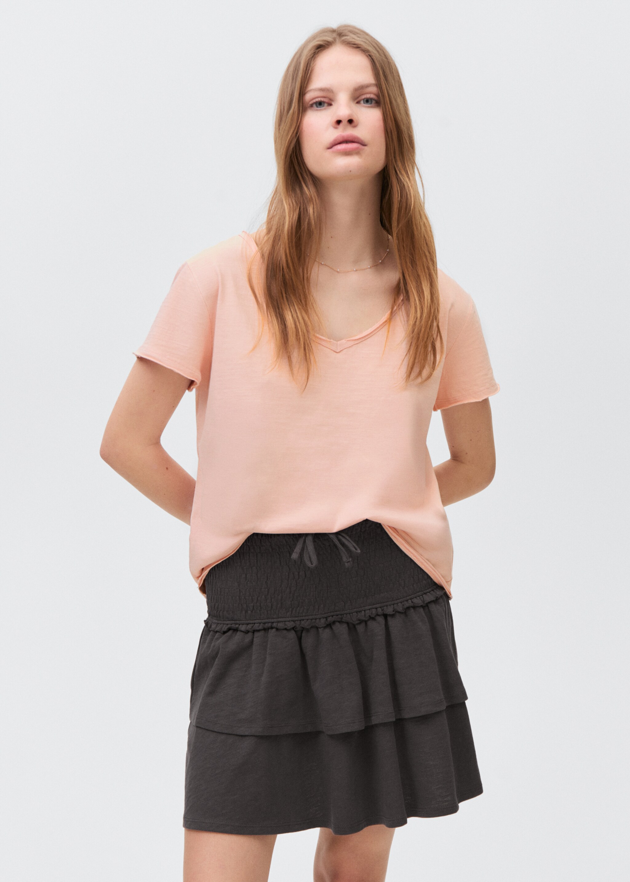 V-neck cotton T-shirt - Medium plane