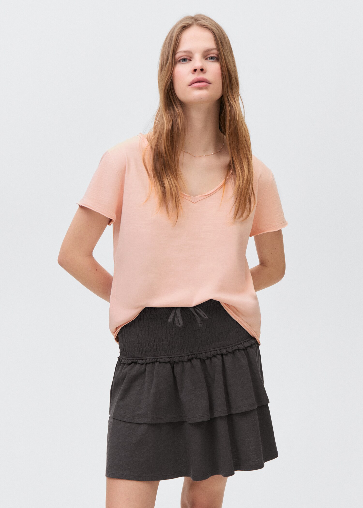V-neck cotton T-shirt - Medium plane