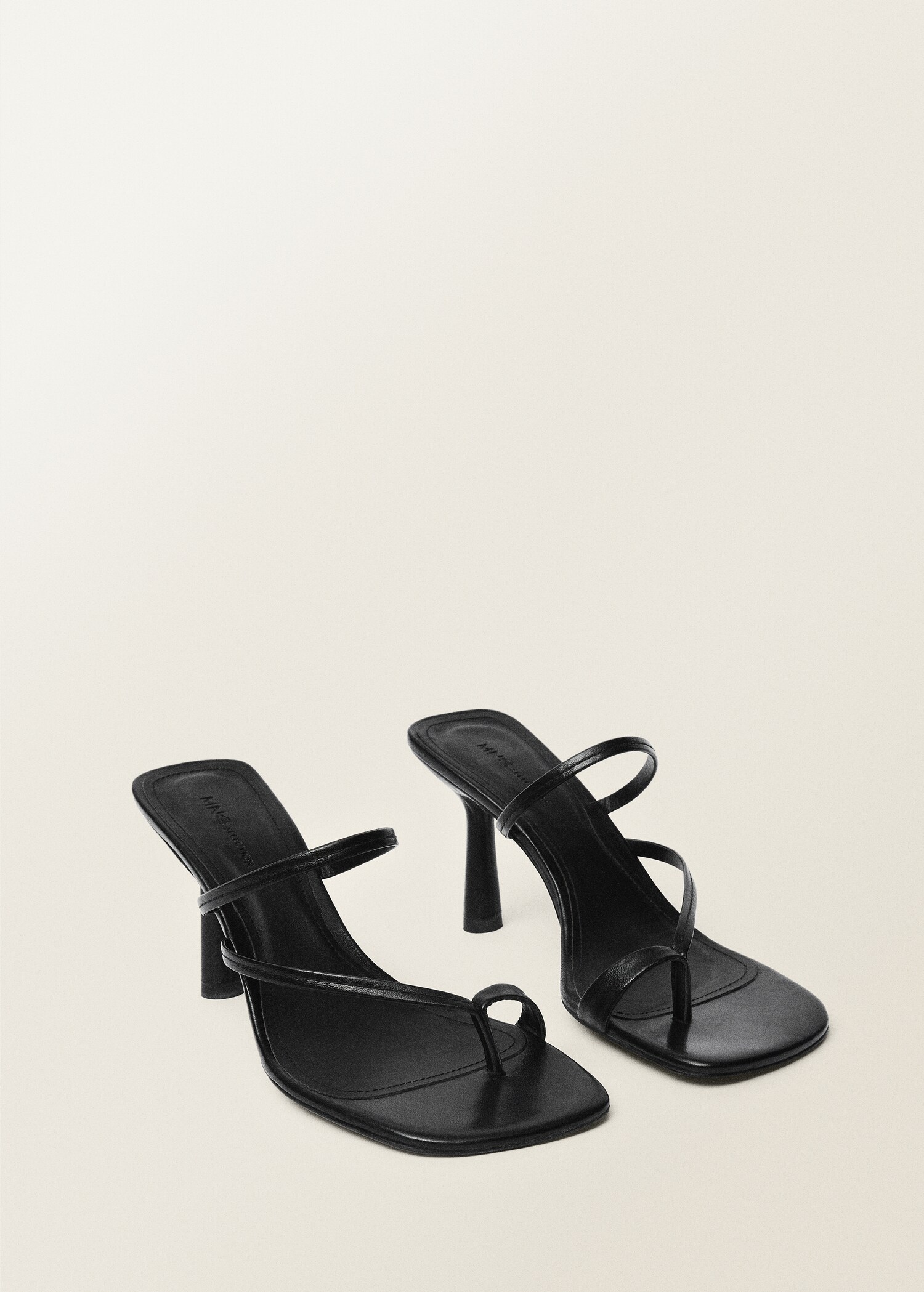 Leren sandalen met hak en bandjes - Middenvlak