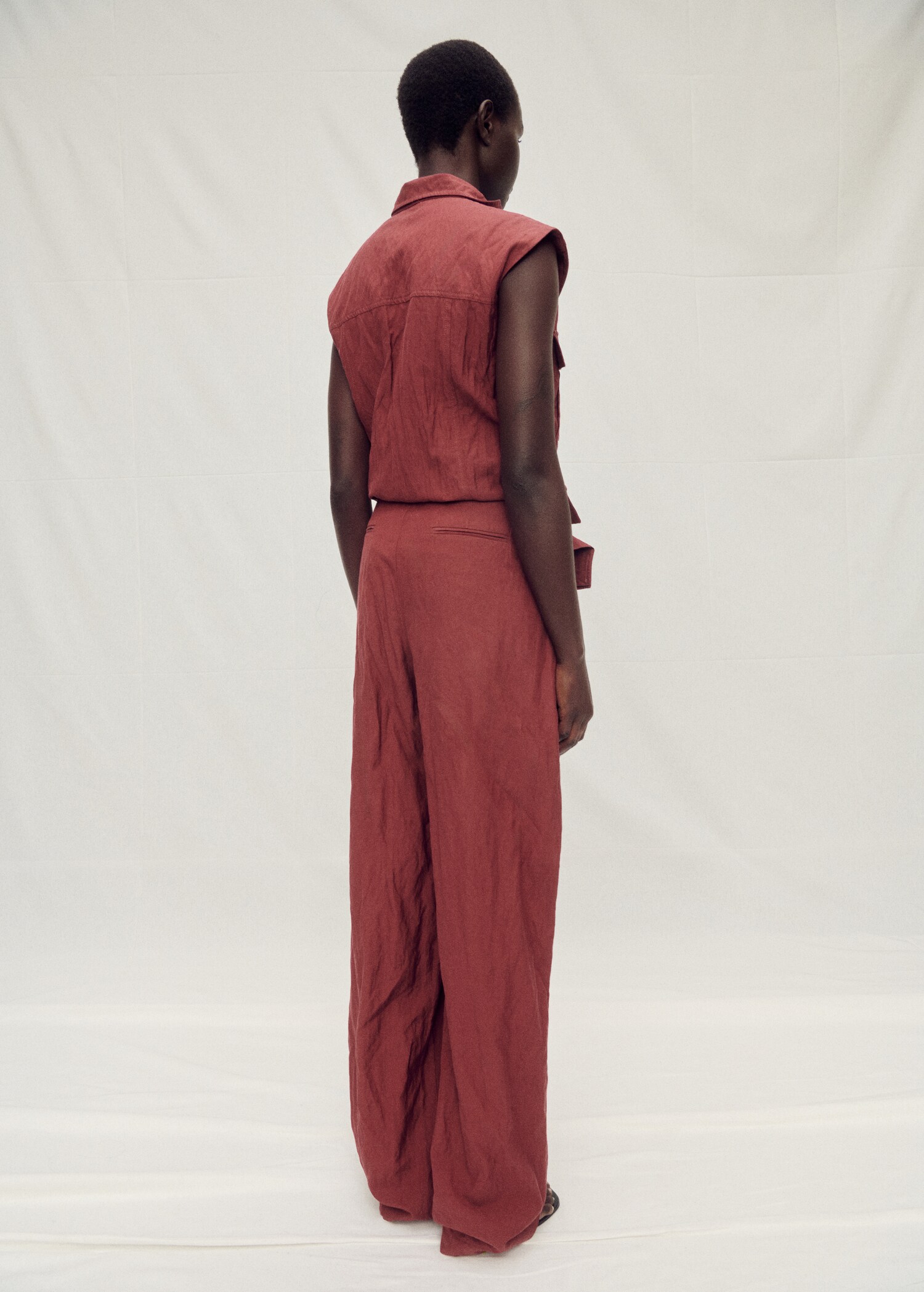 Wide-leg suit trousers with a creased effect - Reverse of the article