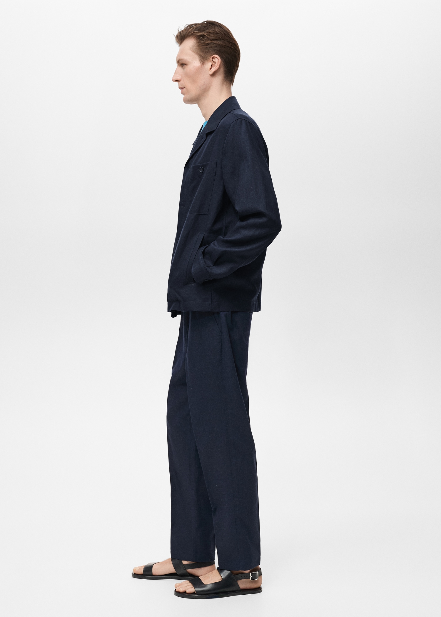 Lyocell linen overshirt with pockets - Details of the article 2