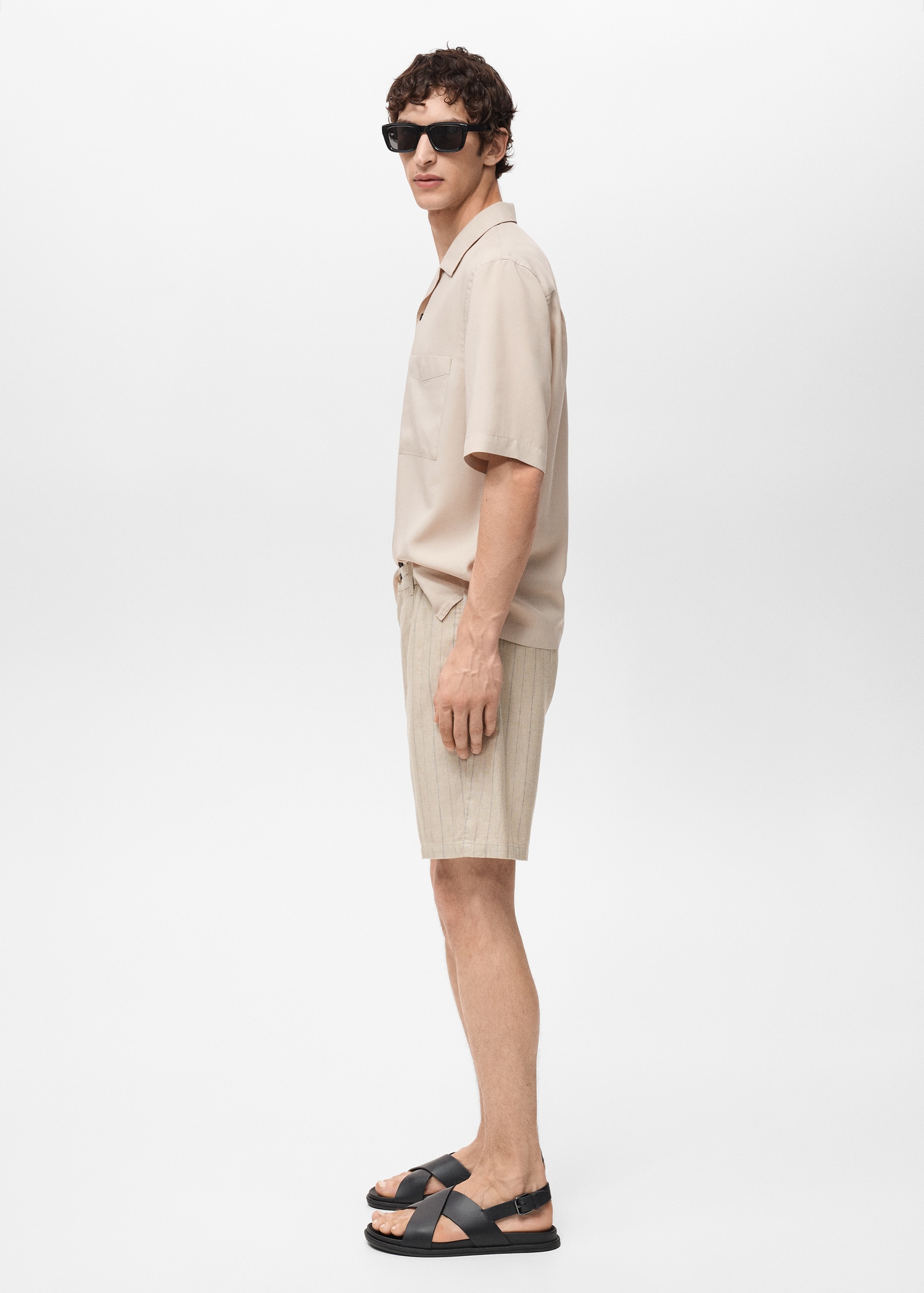 Striped linen-blend Bermuda shorts - Details of the article 2
