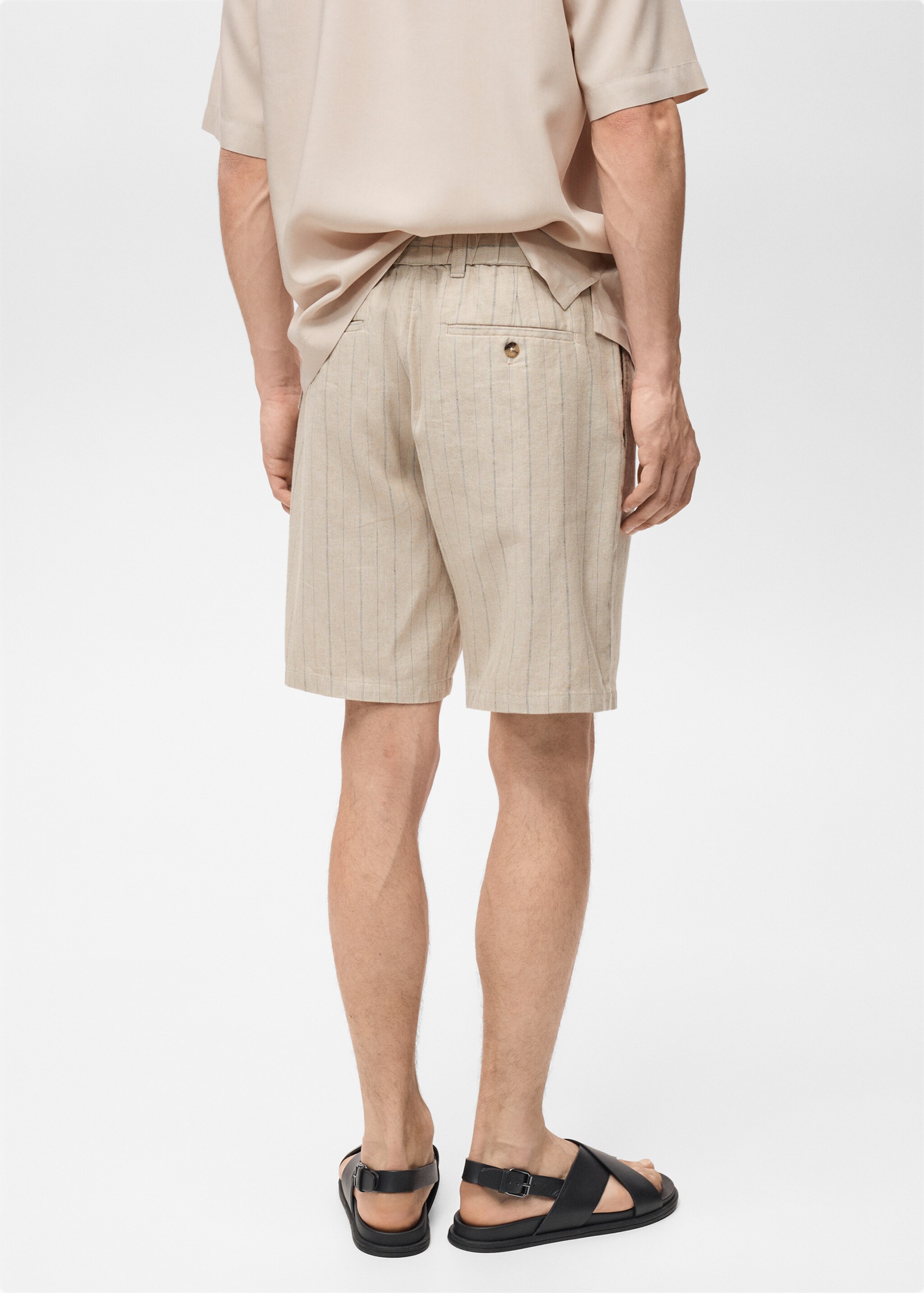 Striped linen-blend Bermuda shorts - Reverse of the article