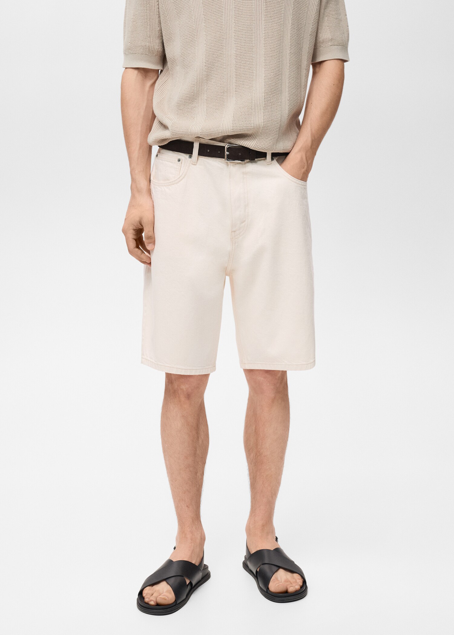 Denim relaxed-fit bermuda shorts - Medium plane