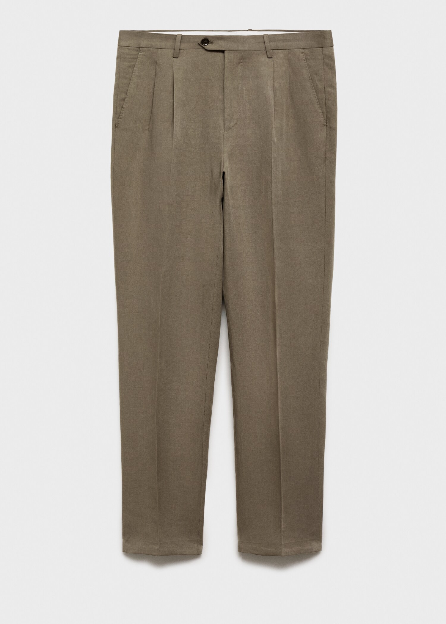 Slim-fit linen-blend pleated pants - Article without model