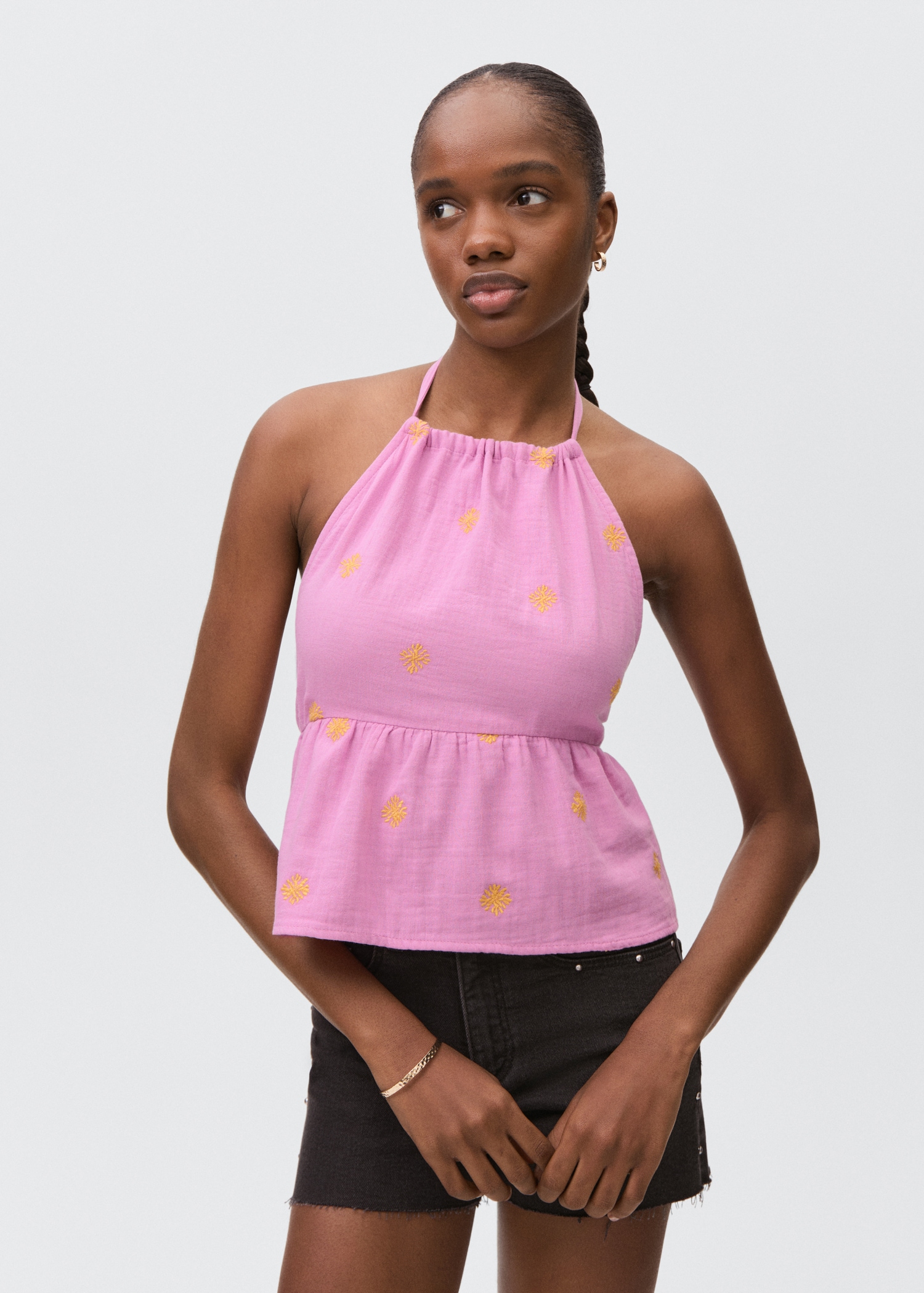 New Sleeveless Halter Hem Ruffled Top New Sleeveless Halter Hem Ruffled Top