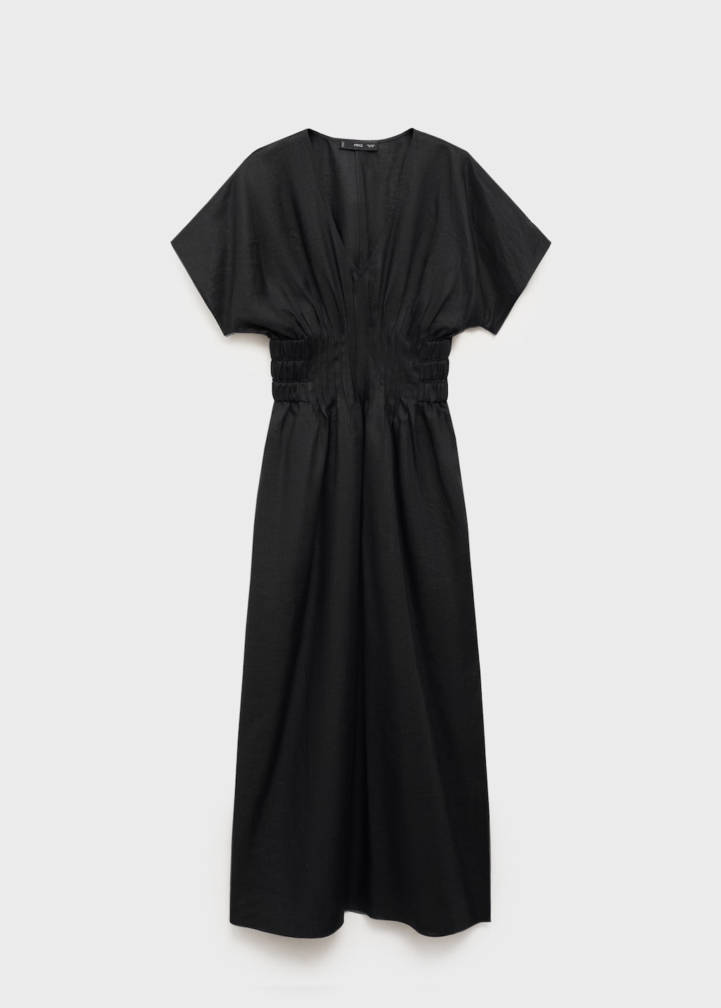 Long linen dress with gathered panel - image 5