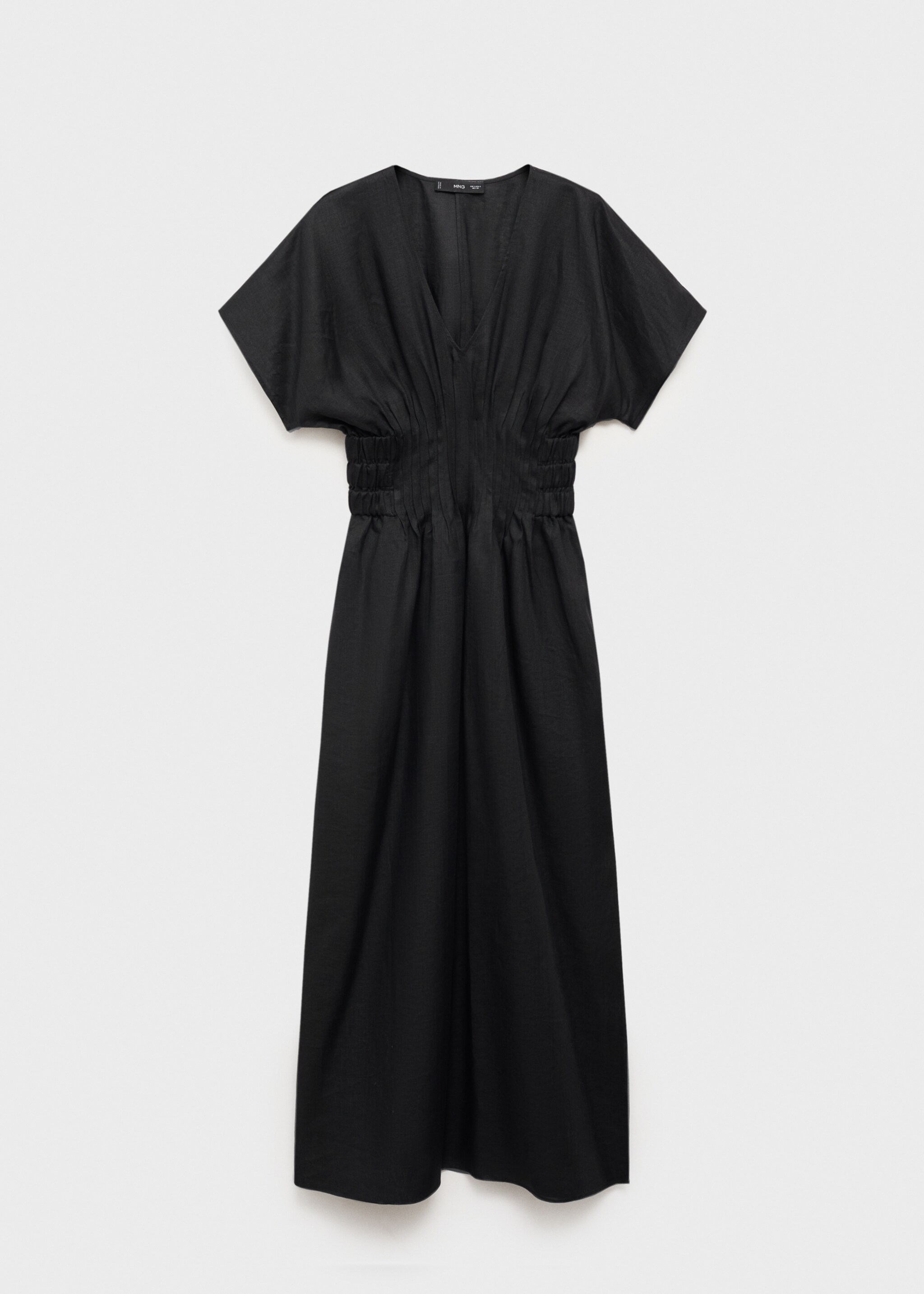 Langes Leinenkleid mit gerafftem Einsatz - Artikel ohne Model