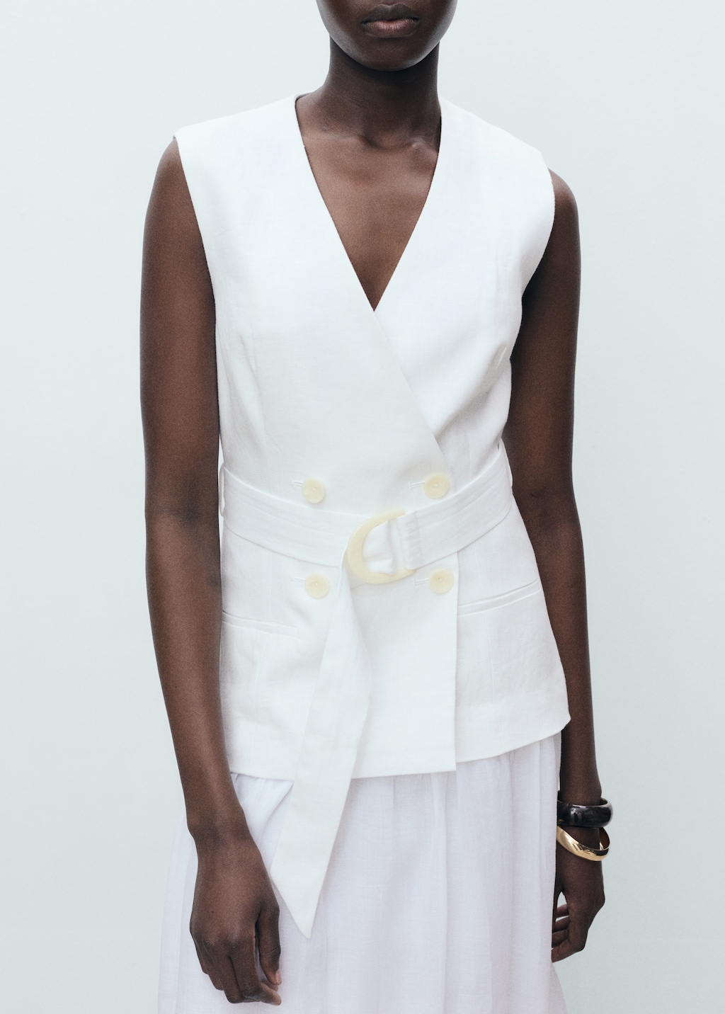 Linen and ramie dress with belt - Women | MANGO Japan