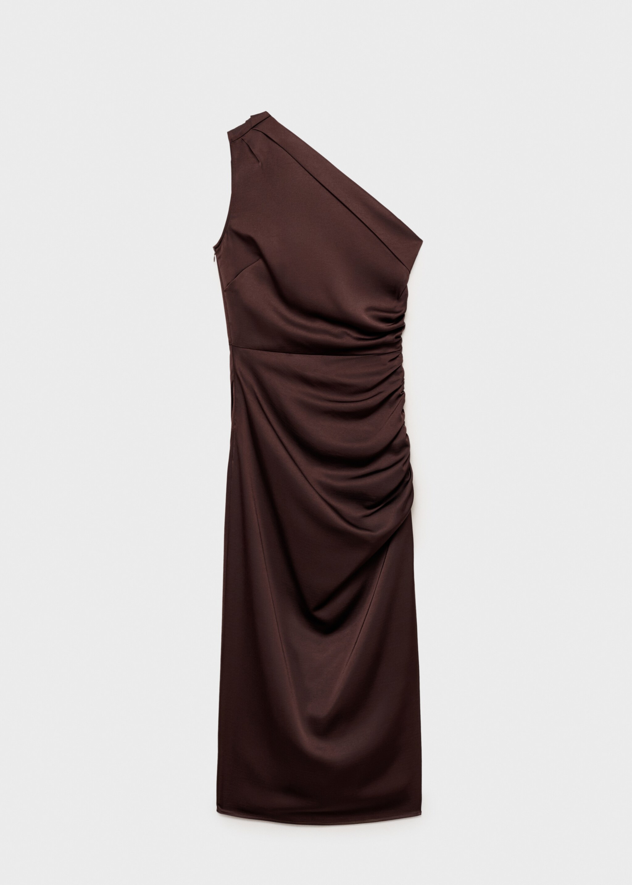 Vestido asimétrico satinado fruncido lateral - Artículo sin modelo