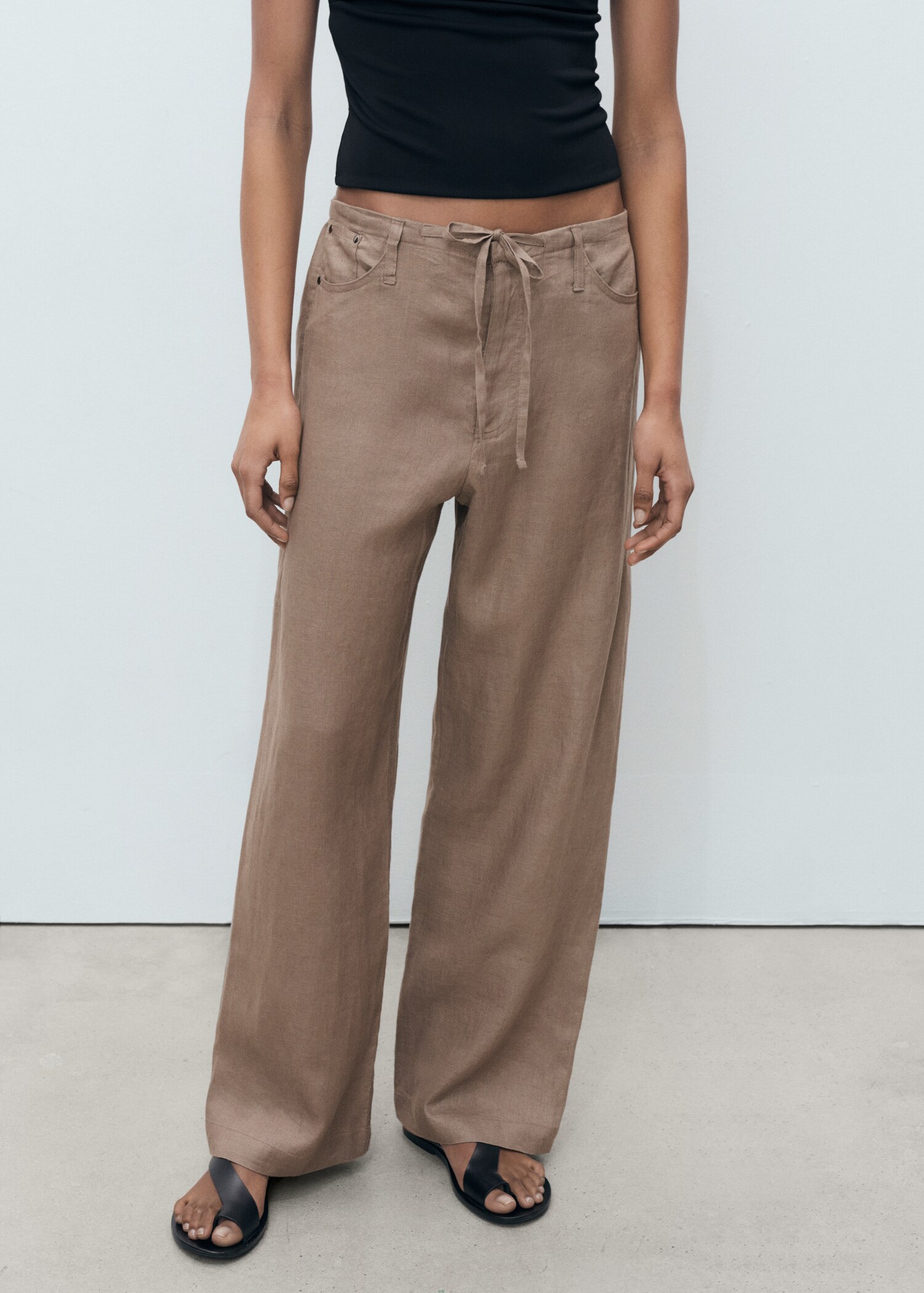 Wideleg linen trousers - Medium plane