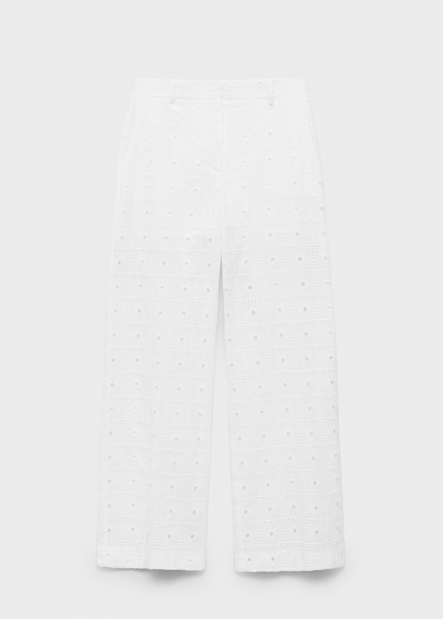 Straight-fit embroidered cotton trousers - Article without model