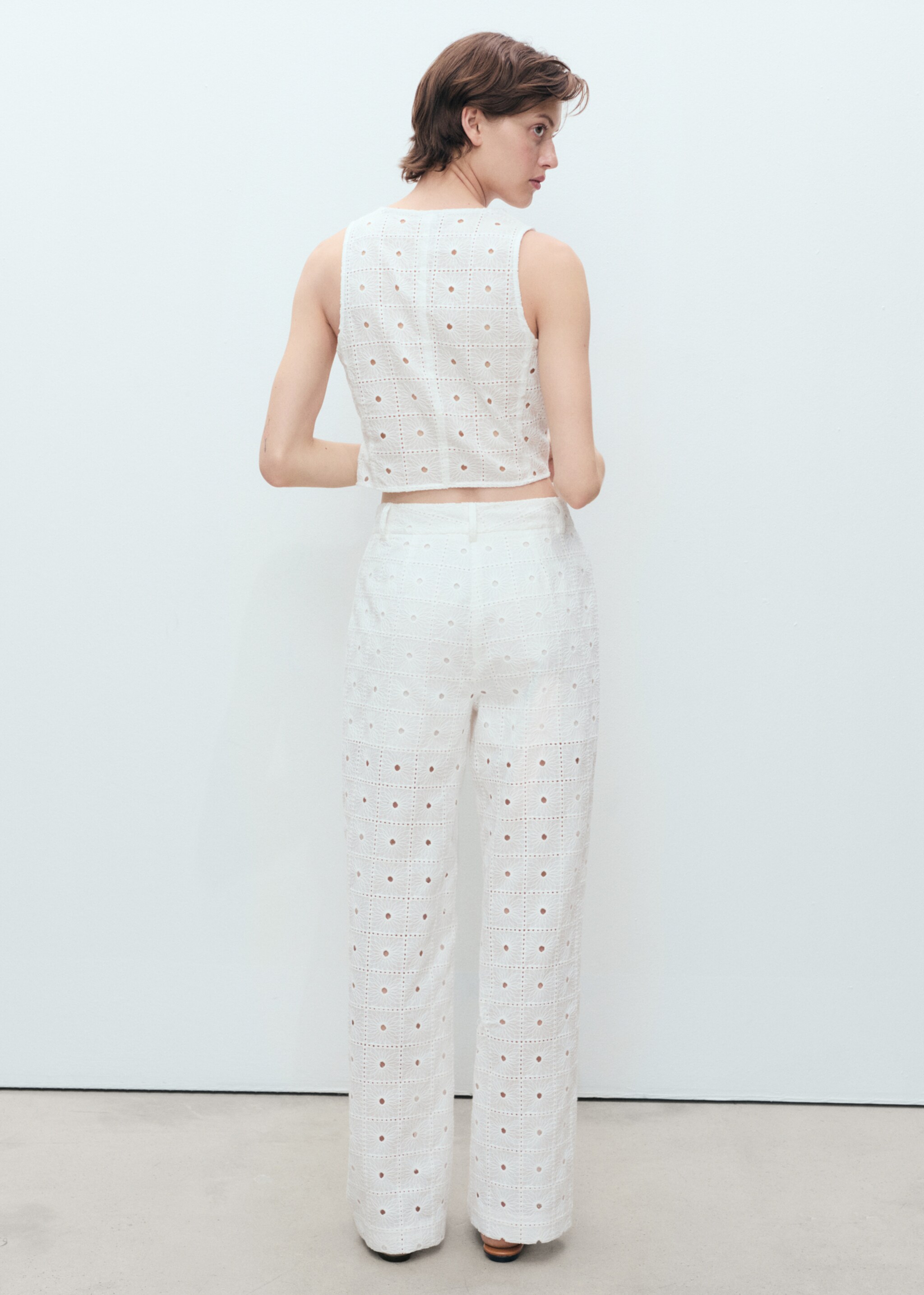 Straight-fit embroidered cotton trousers - Reverse of the article