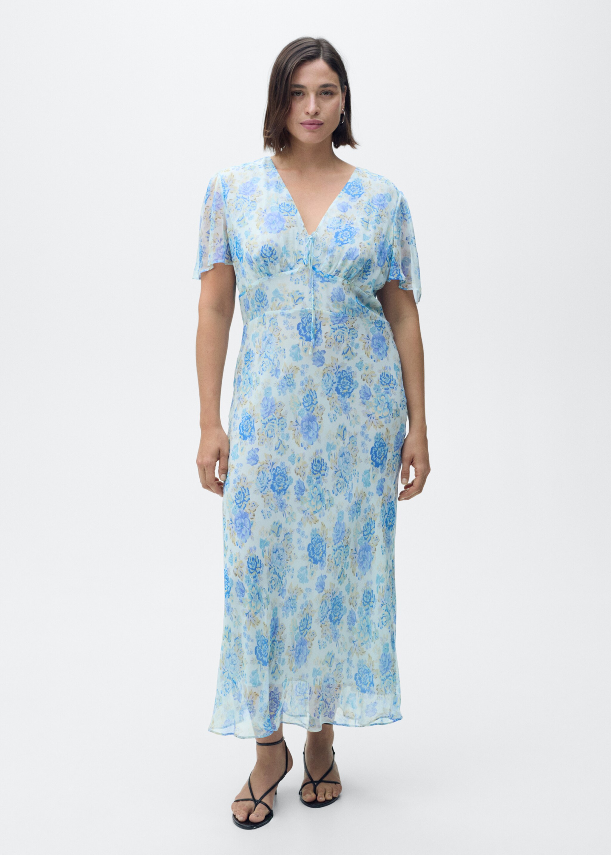 Short-sleeved floral midi dress - Details of the article 3
