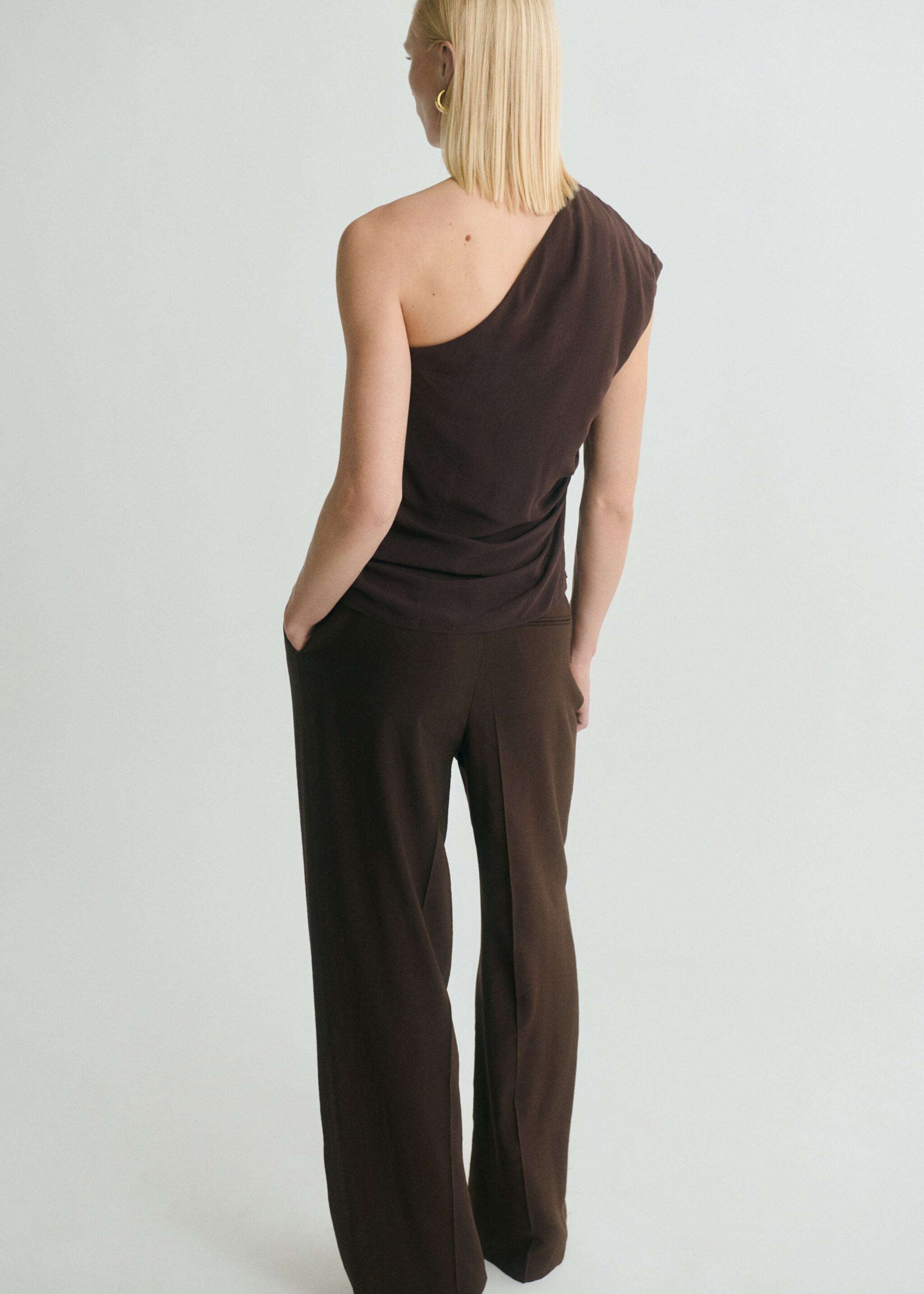 Asymmetrical scarf blouse with fringe detail - Reverse of the article