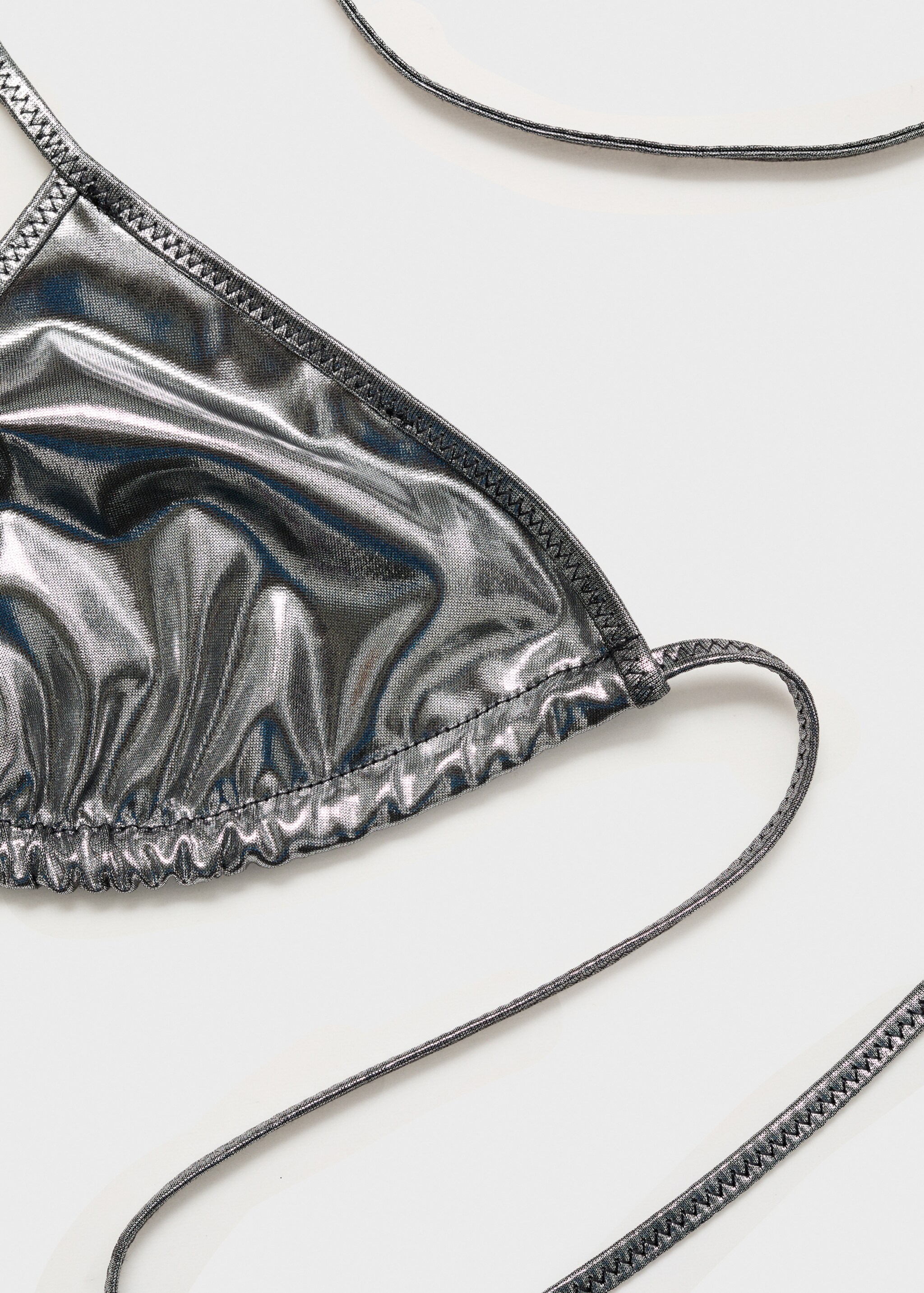 Metallic-effect triangle bikini top - Details of the article 0