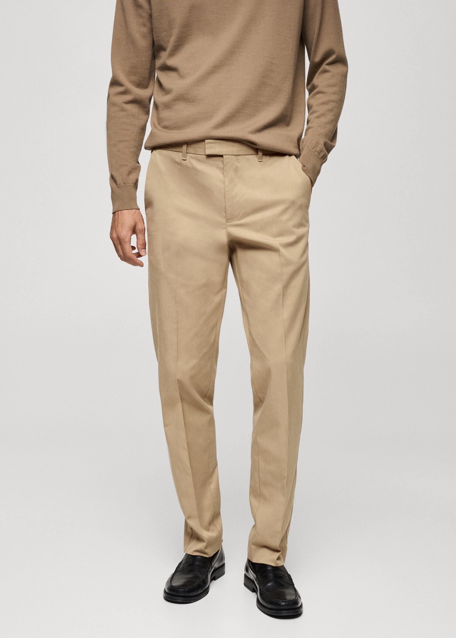 Regular-fit cotton trousers - Medium plane
