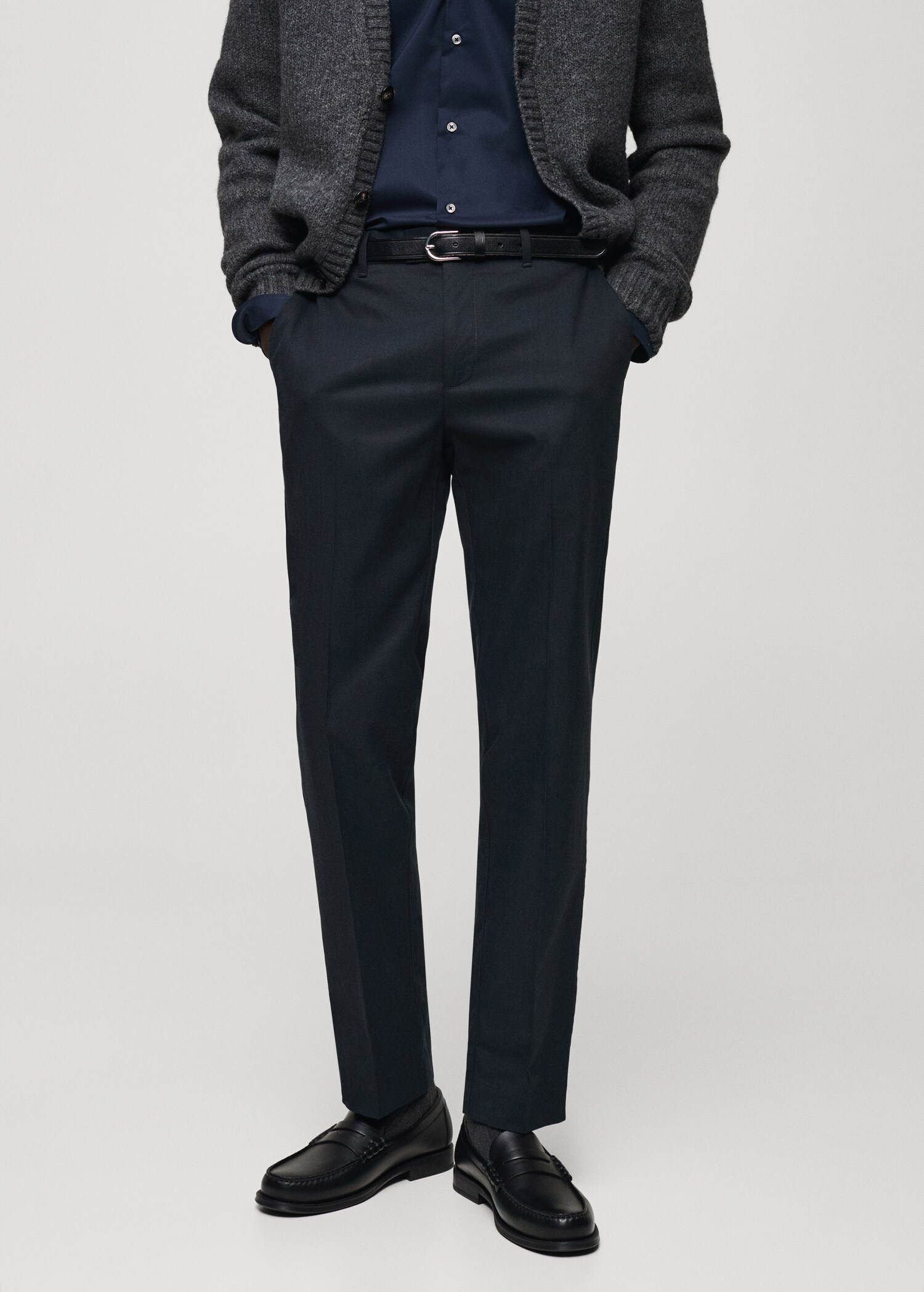 Regular-fit cotton trousers - Medium plane