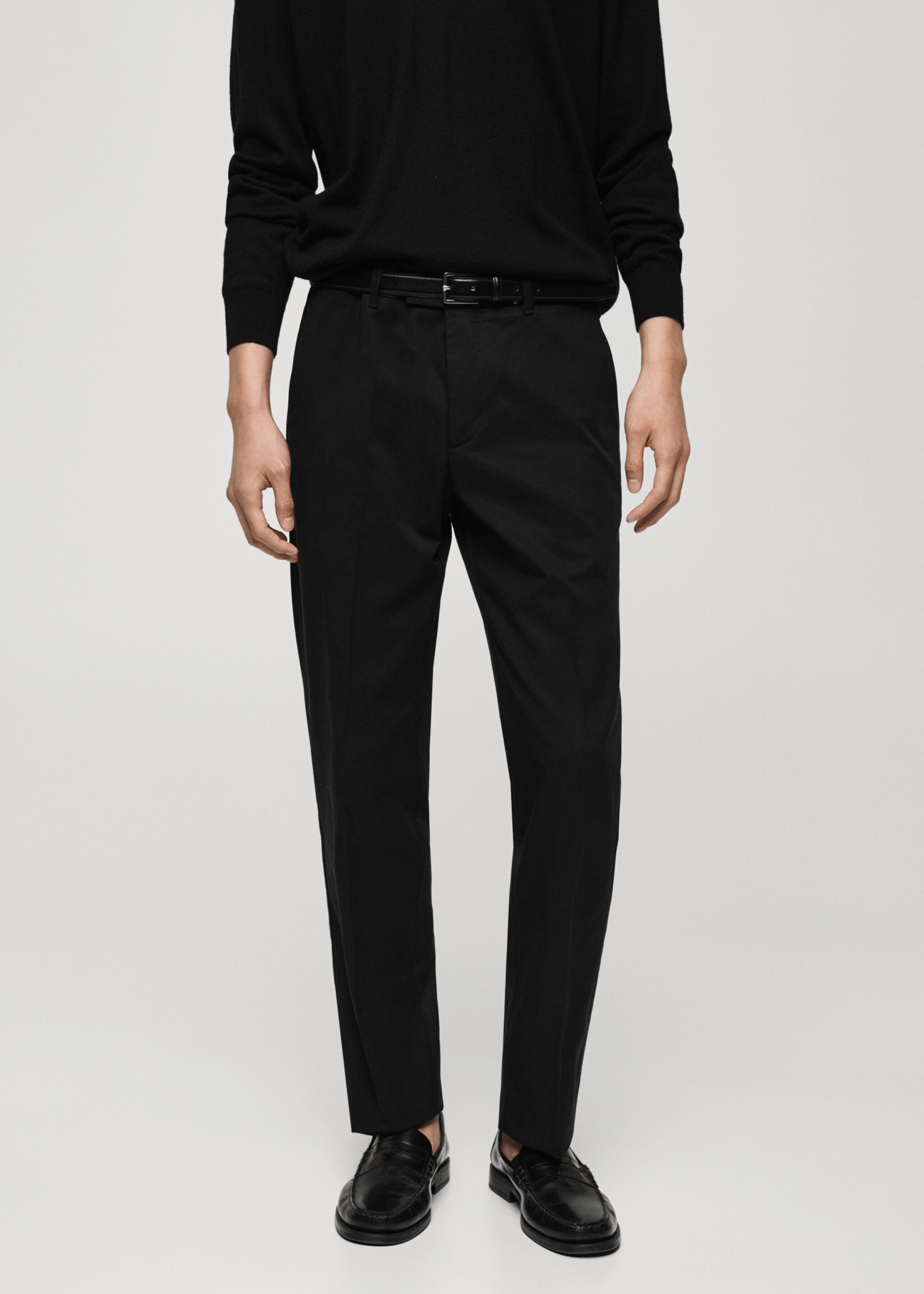 Regular-fit cotton trousers - Medium plane