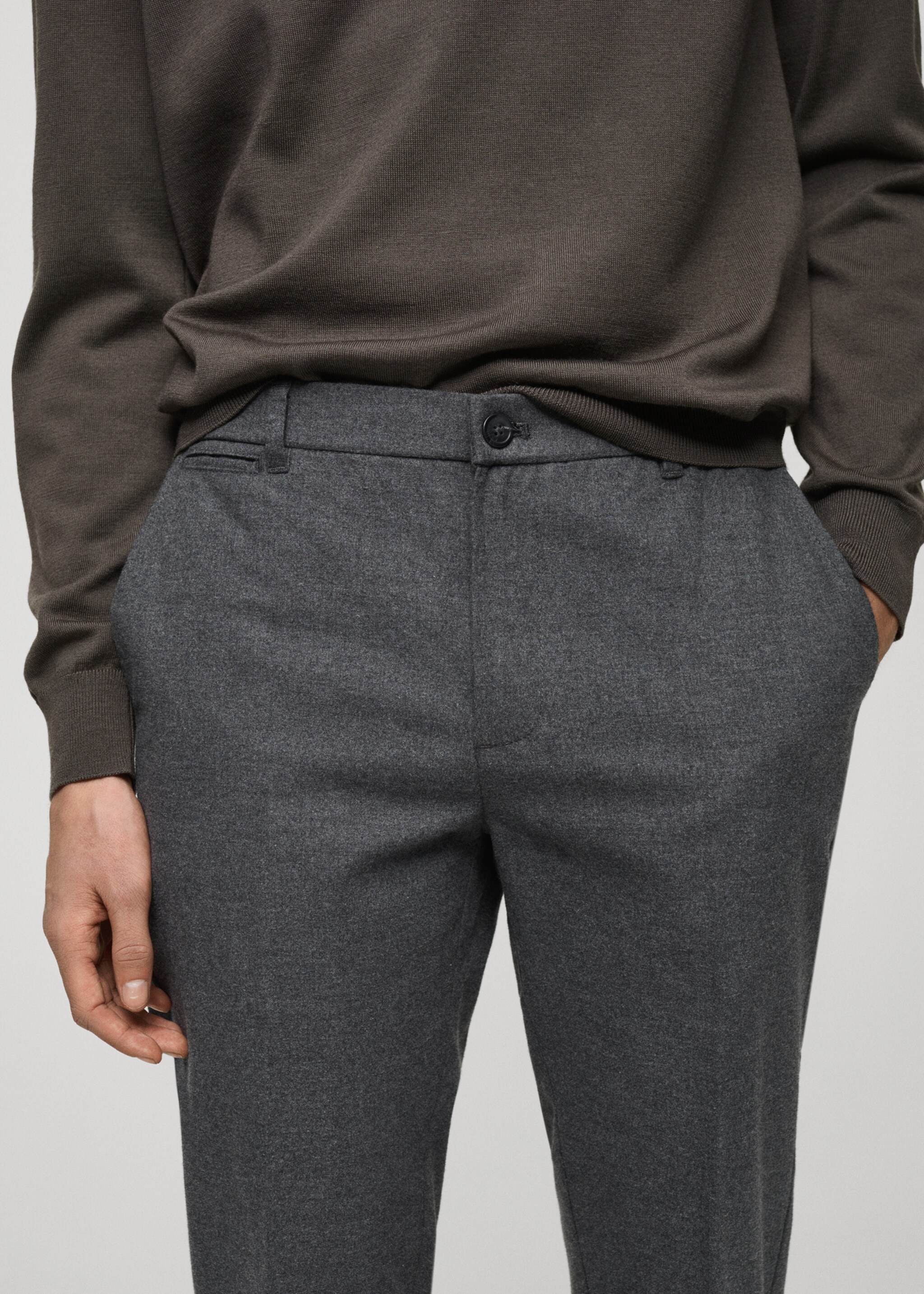 Regular-fit flannel trousers - Details of the article 1