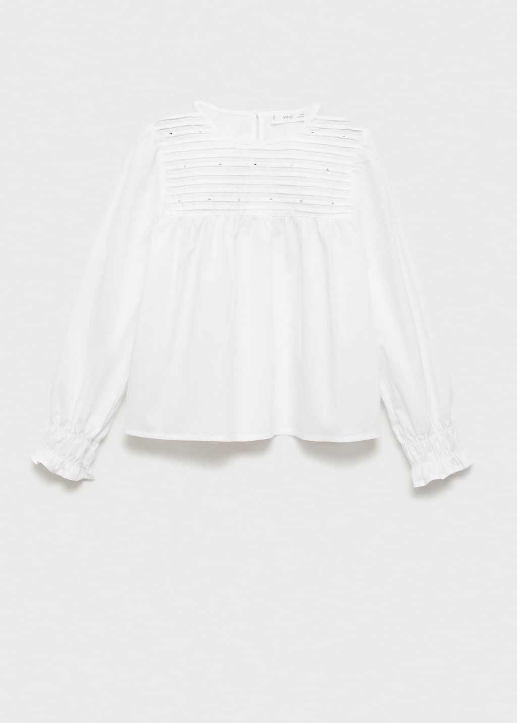【pois】gather2way blouse [white] Rhinestone pleated blouse - Kids | MANGO USA