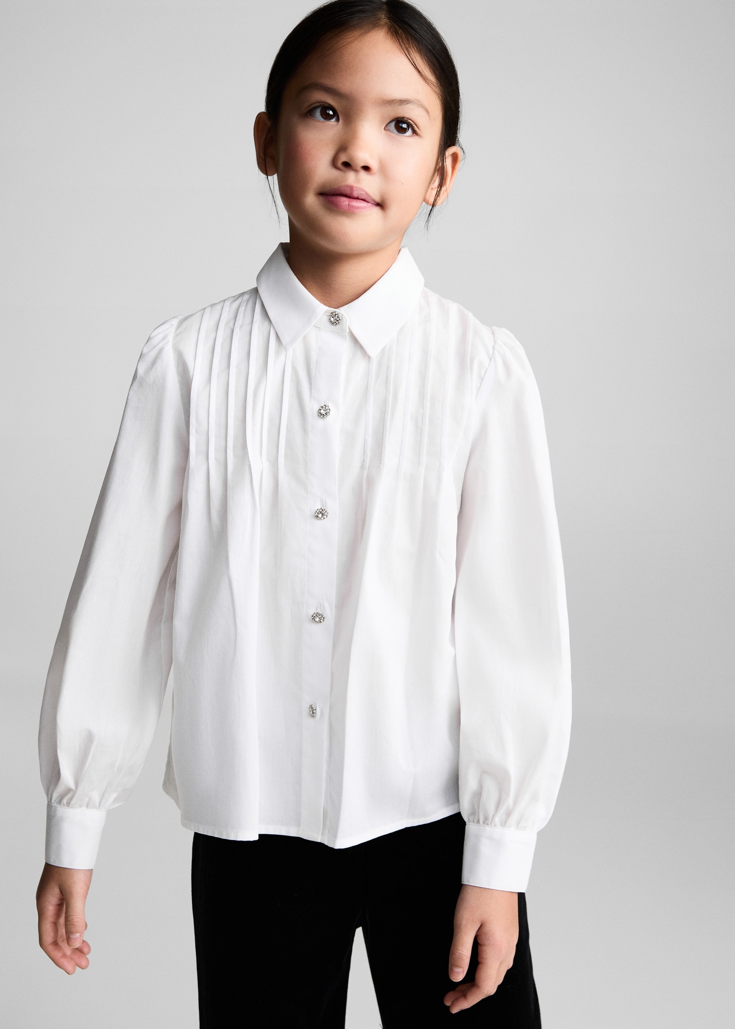 Camisa algodón botones joya - Plano medio