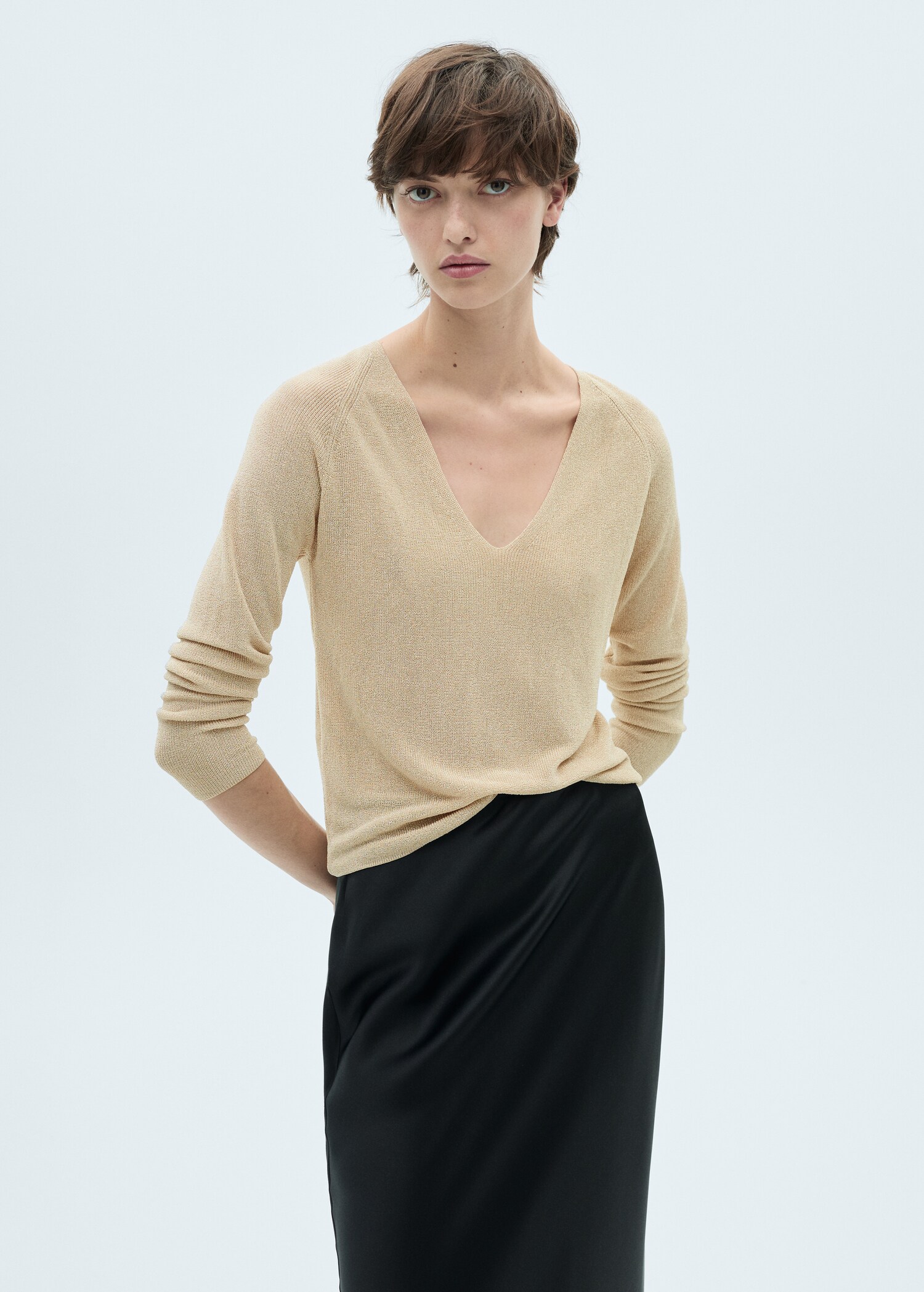 V-neck lurex sweater - Medium plane