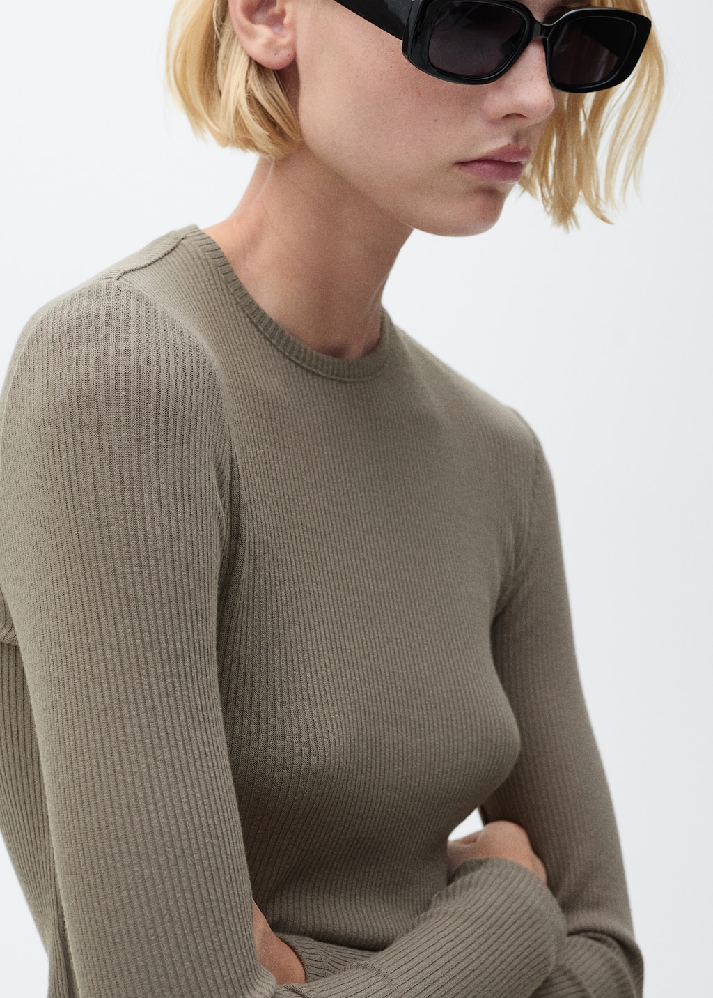 Ribbed long-sleeved t-shirt - Women | MANGO USA Ribbed long-sleeved t-shirt - Women | MANGO USA