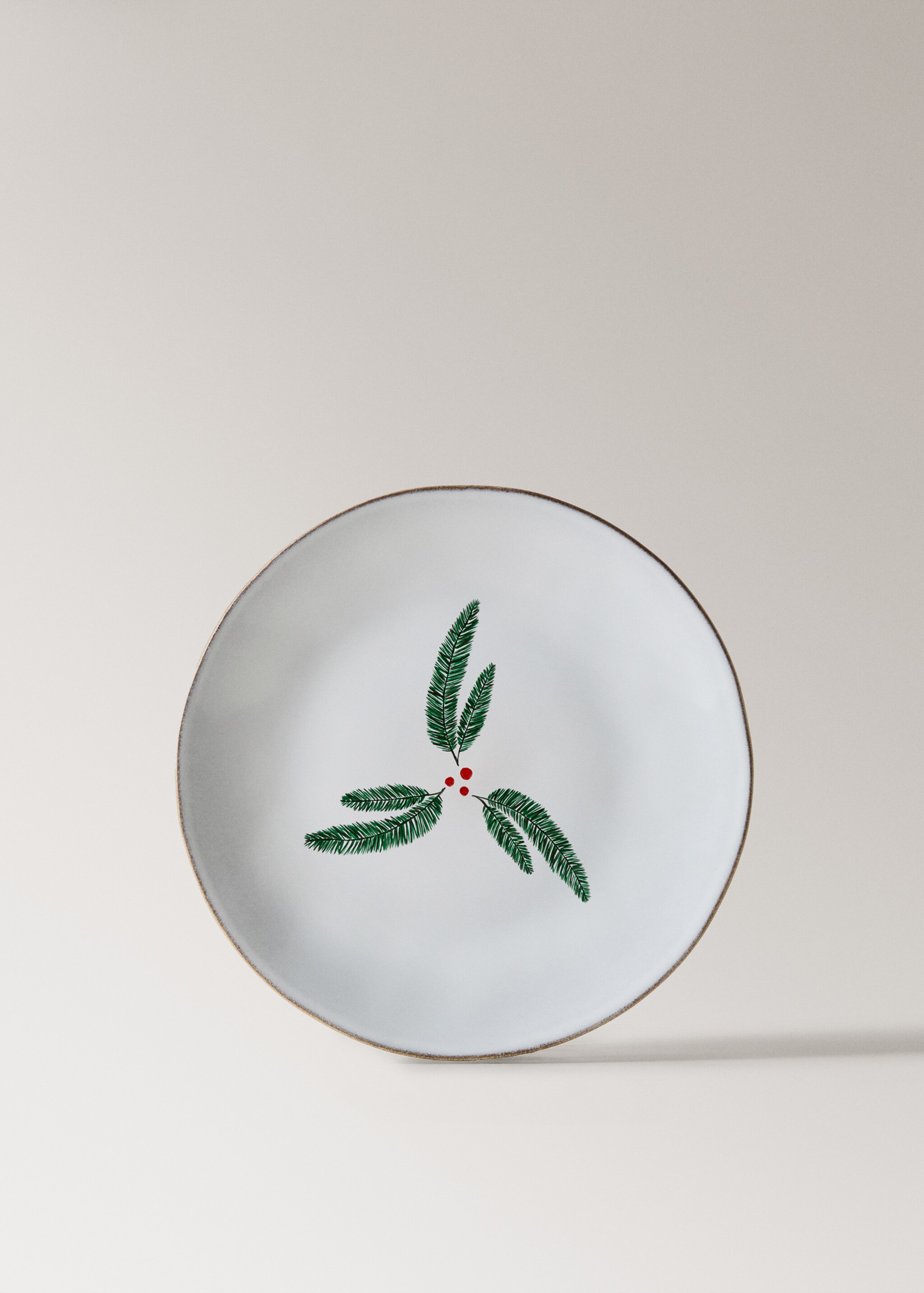 Dessertteller aus Steingut mit Kontrastkante - Artikel ohne Model, Weiß. Ref: 87020460-00.