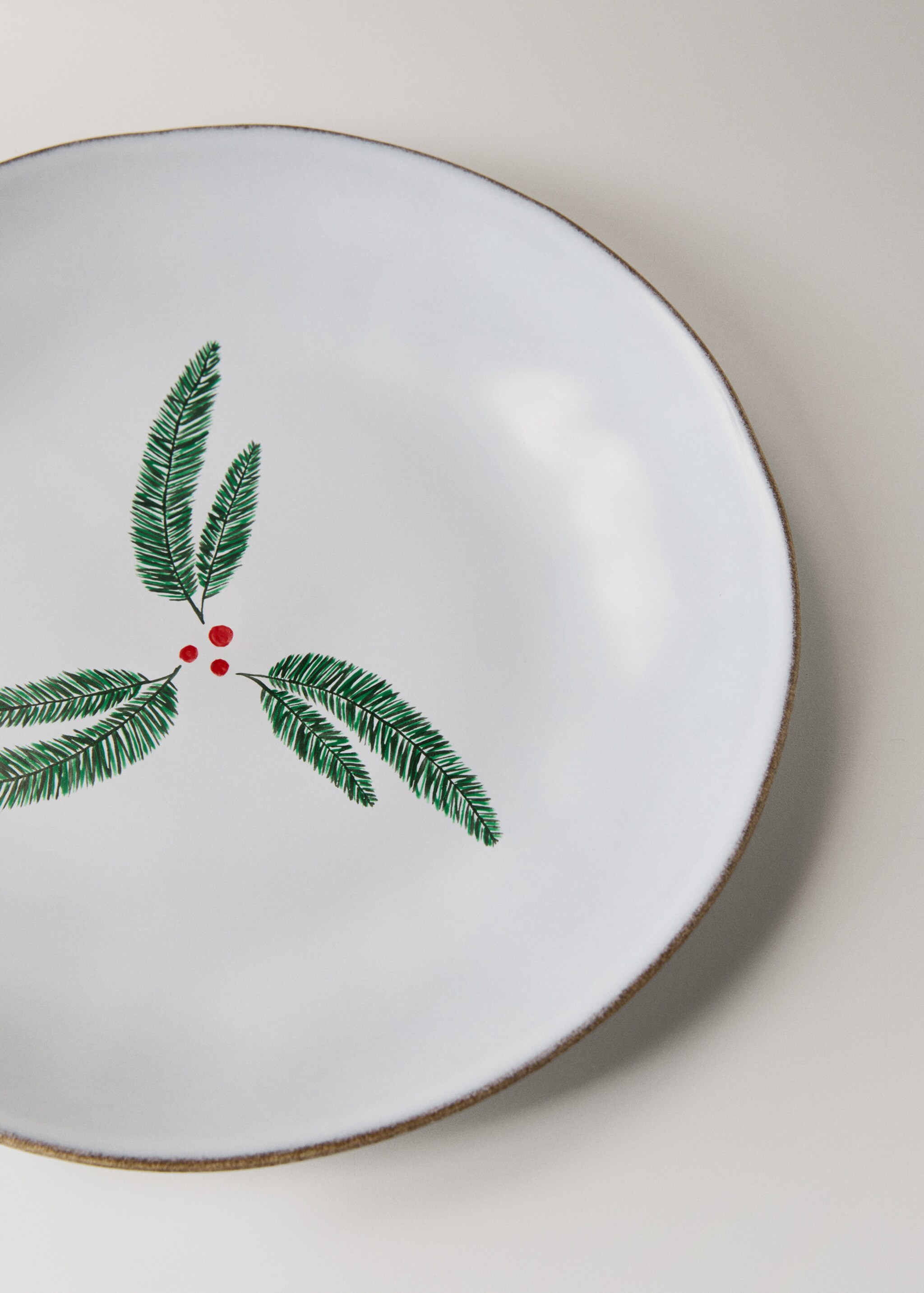 Dessertteller aus Steingut mit Kontrastkante - Detail des Artikels 1, Weiß. Ref: 87020460-00.