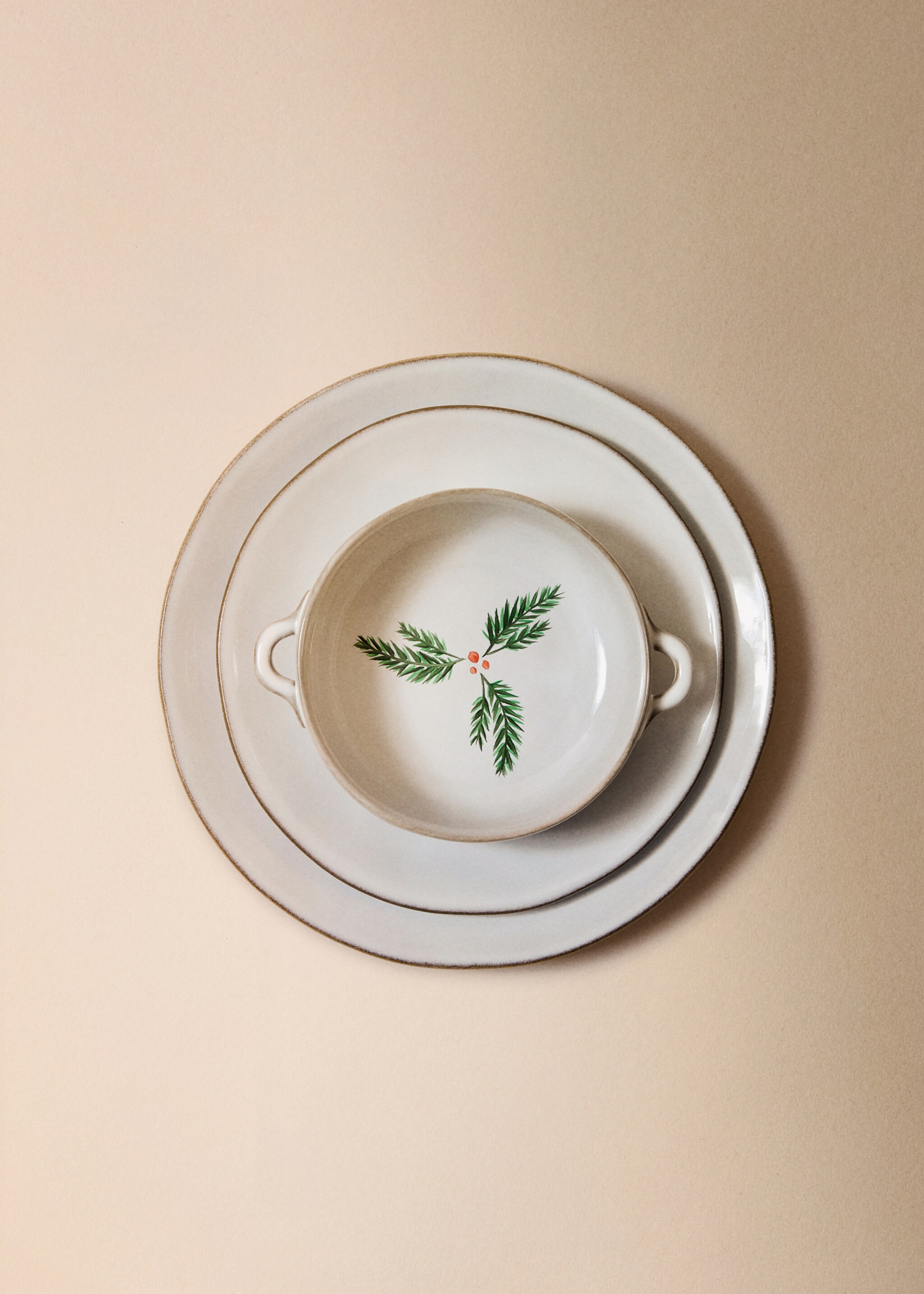 Dessertteller aus Steingut mit Kontrastkante - Detail des Artikels 8, Weiß. Ref: 87020460-00.