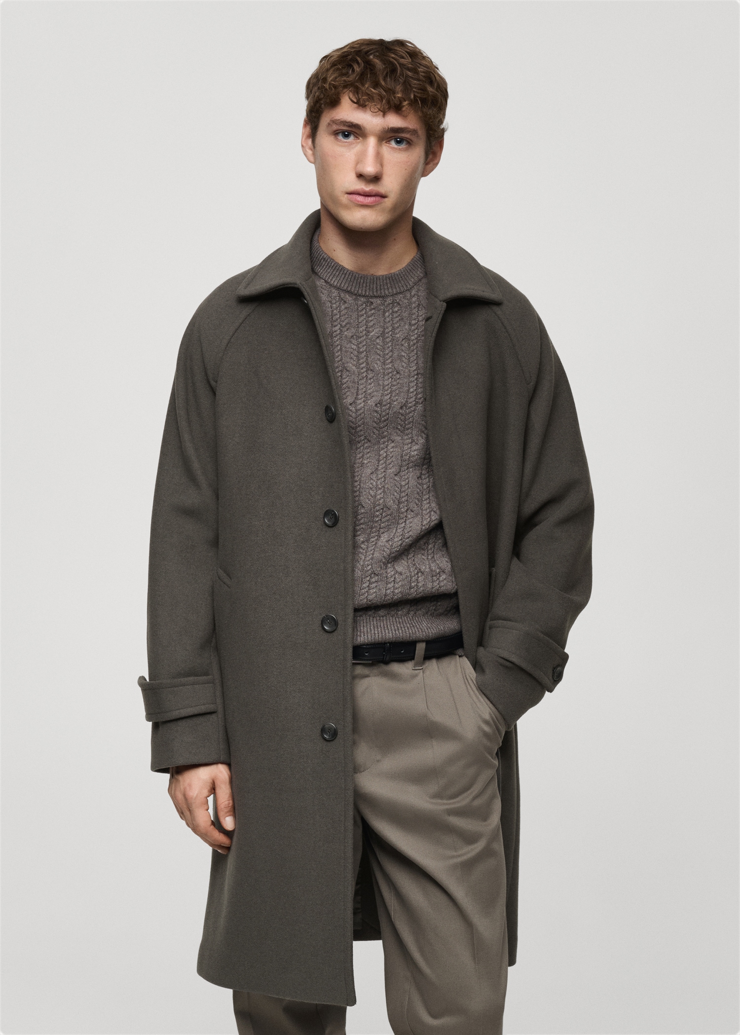 Long recycled wool coat - Main Image