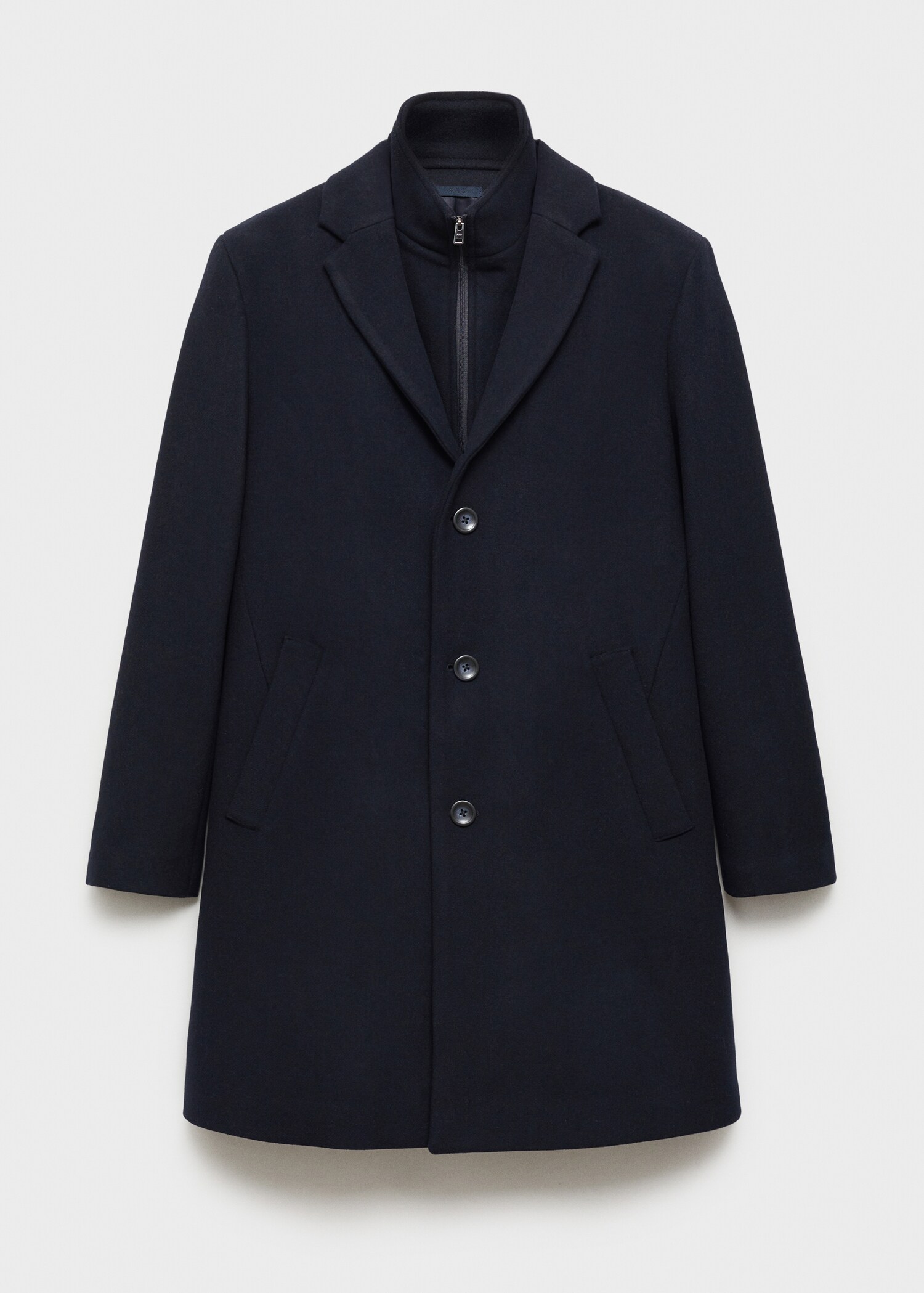 Wool coat with detachable collar - Article without model